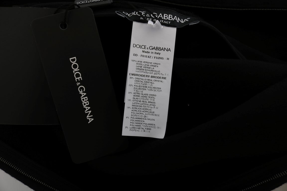 Dolce & Gabbana Schwarzes Prinzessinnenkleid aus Wolle mit Kristallen