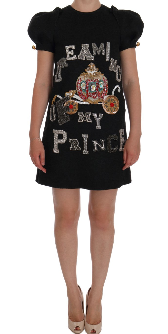 Dolce & Gabbana – Bezauberndes Midikleid aus Wolle mit Kristallbesatz
