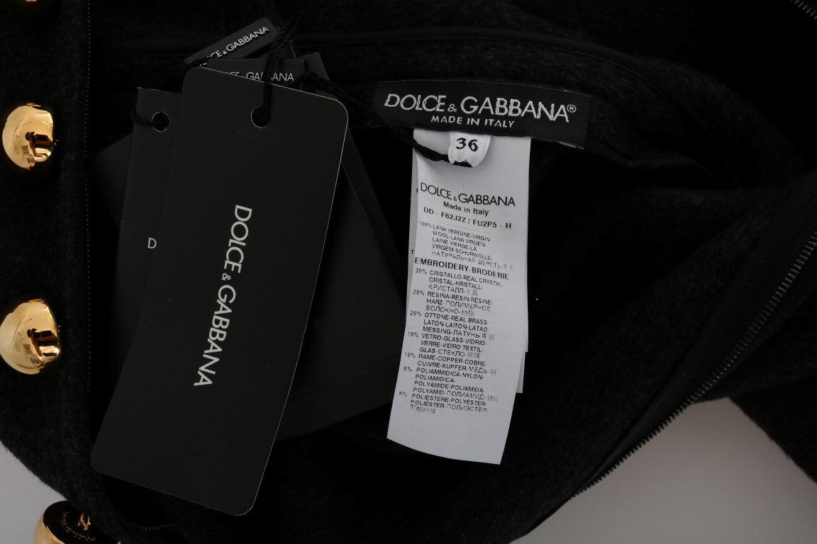 Dolce & Gabbana – Bezauberndes Midikleid aus Wolle mit Kristallbesatz