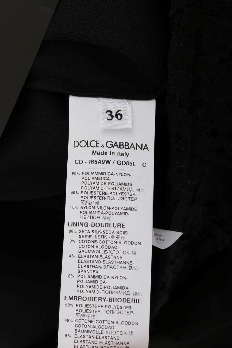 Dolce & Gabbana – Elegantes schwarzes Etuikleid mit Herz-Applikationen aus Spitze
