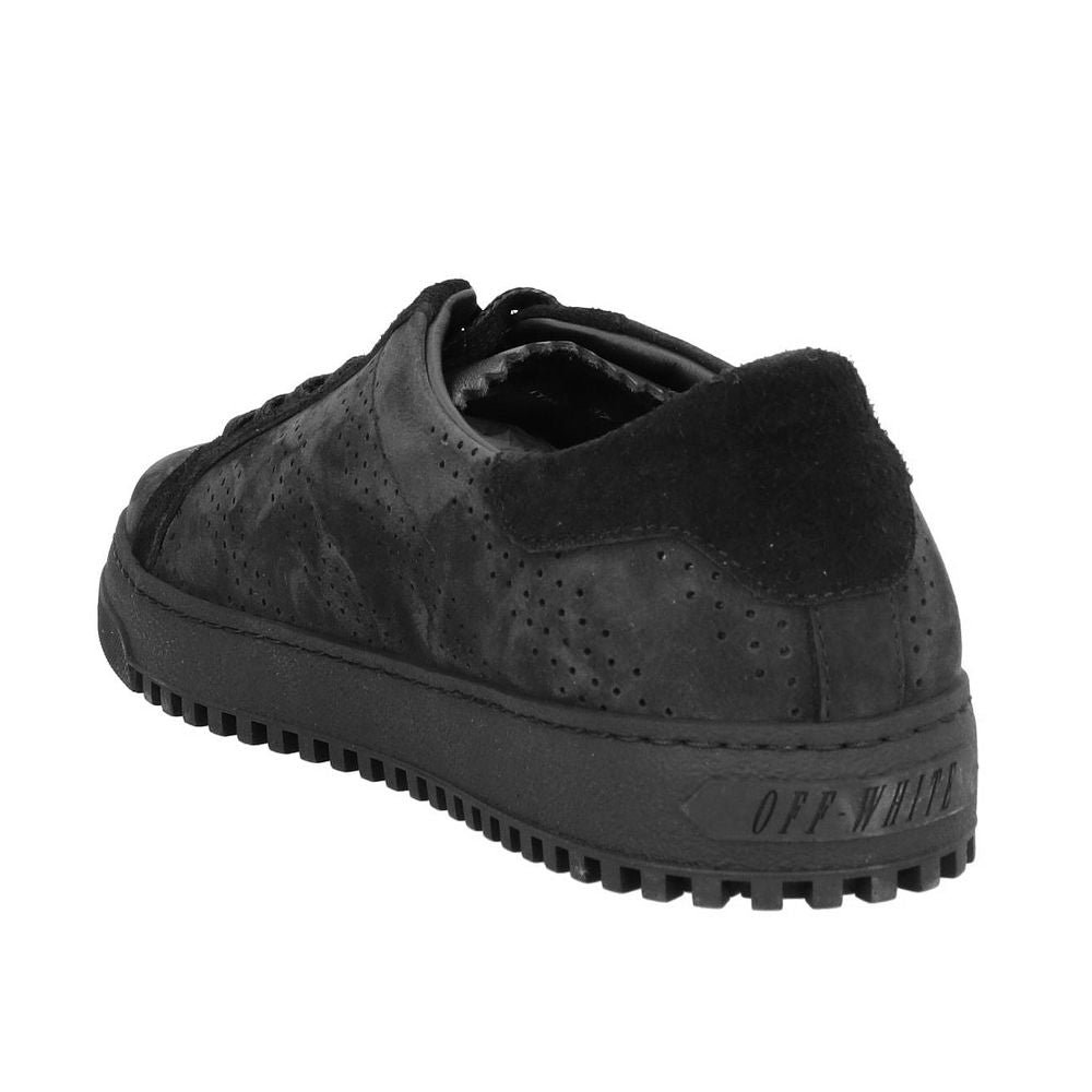 Tenișor Off-White negru din piele de vițel pentru femei