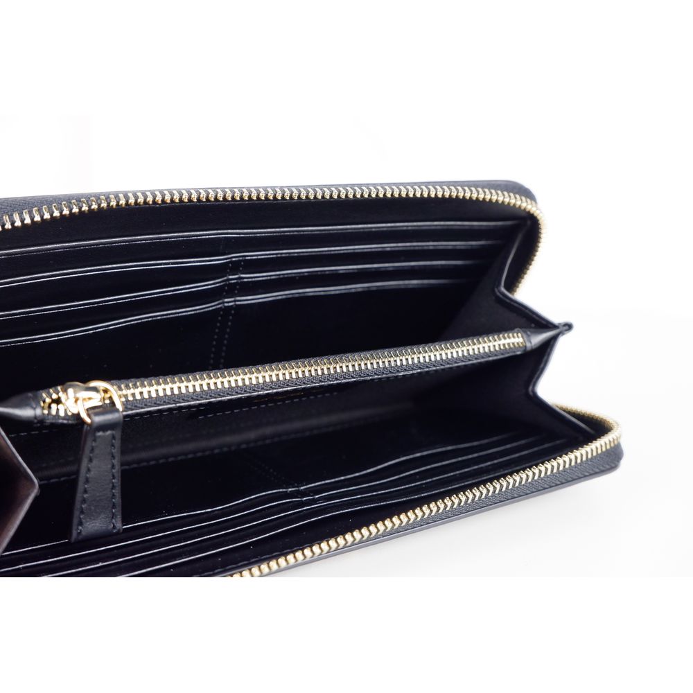 Portofel elegant din piele cu fermoar Ungaro, negru clasic