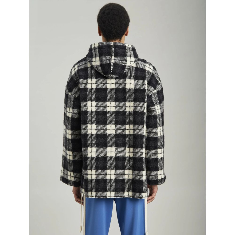 Palm Angels Schwarzer Kaschmir Herrenpullover mit Karomuster