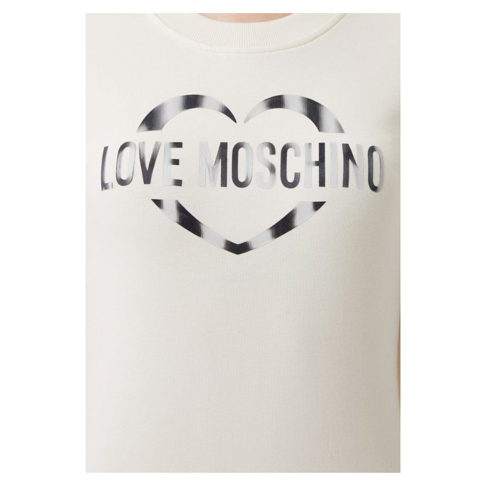 Rochie Love Moschino Chic albă din amestec de bumbac cu accent pe logo