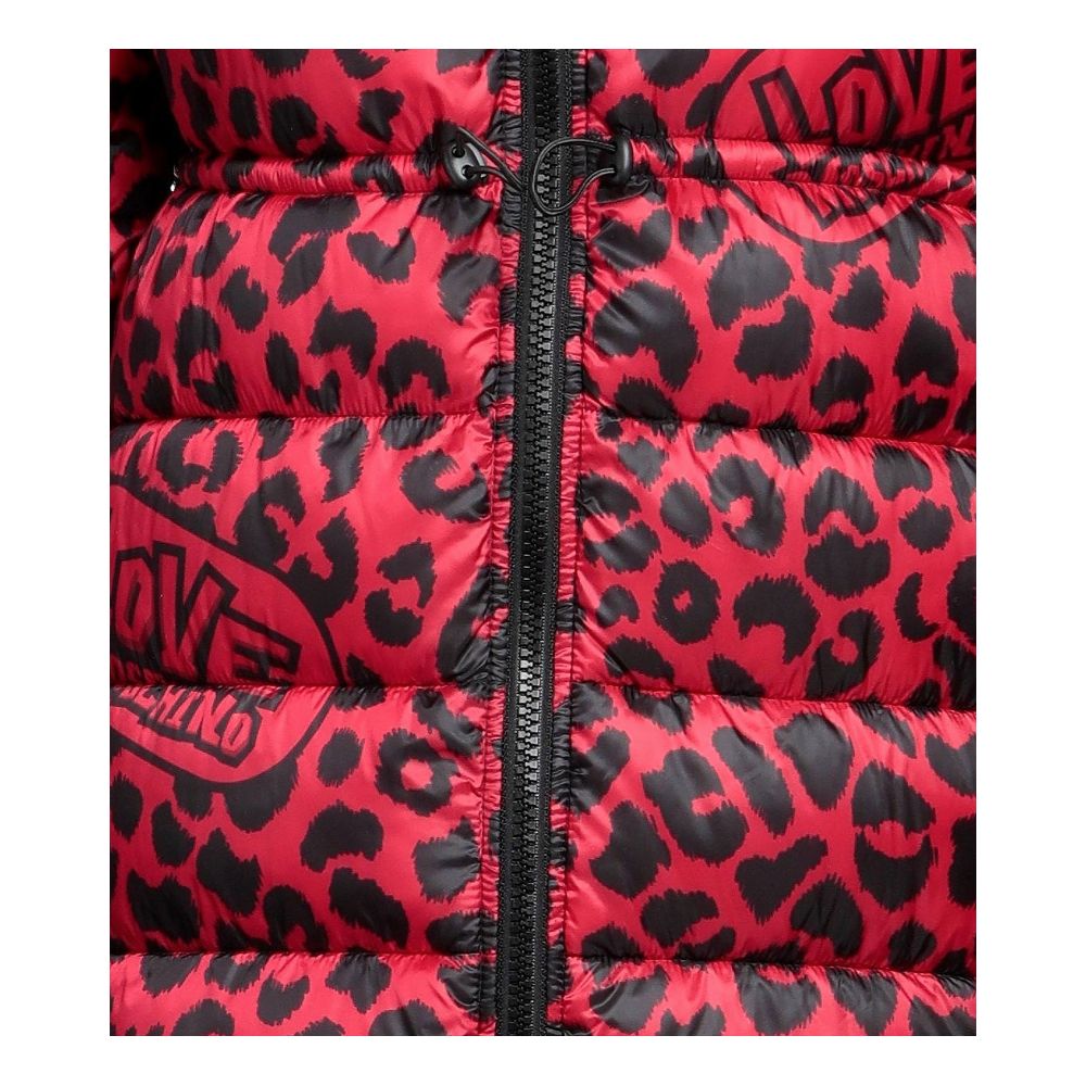 Geacă lungă cu puf Love Moschino Chic cu imprimeu leopard