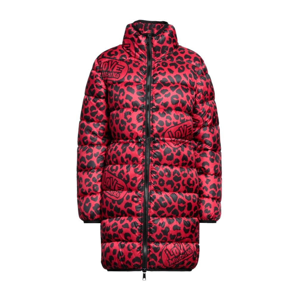 Geacă lungă cu puf Love Moschino Chic cu imprimeu leopard