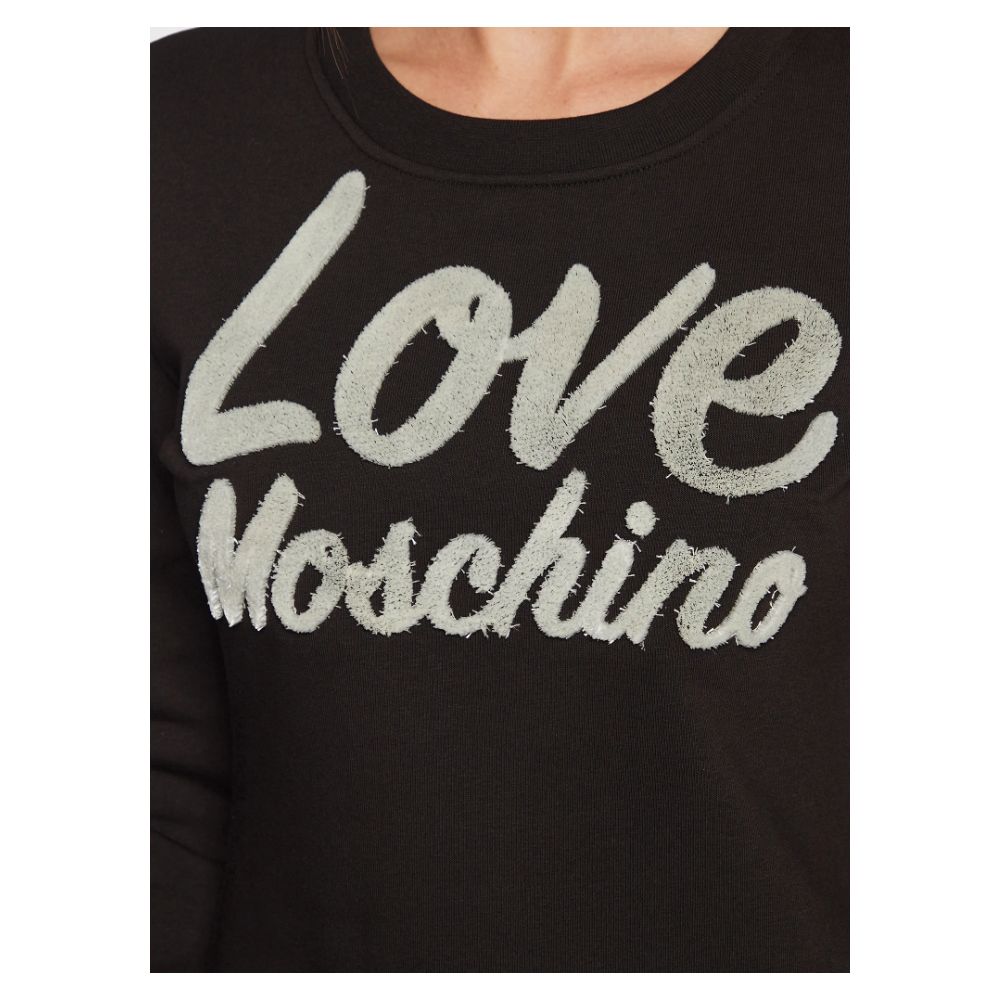 Rochie Love Moschino Chic din amestec de bumbac cu logo în relief