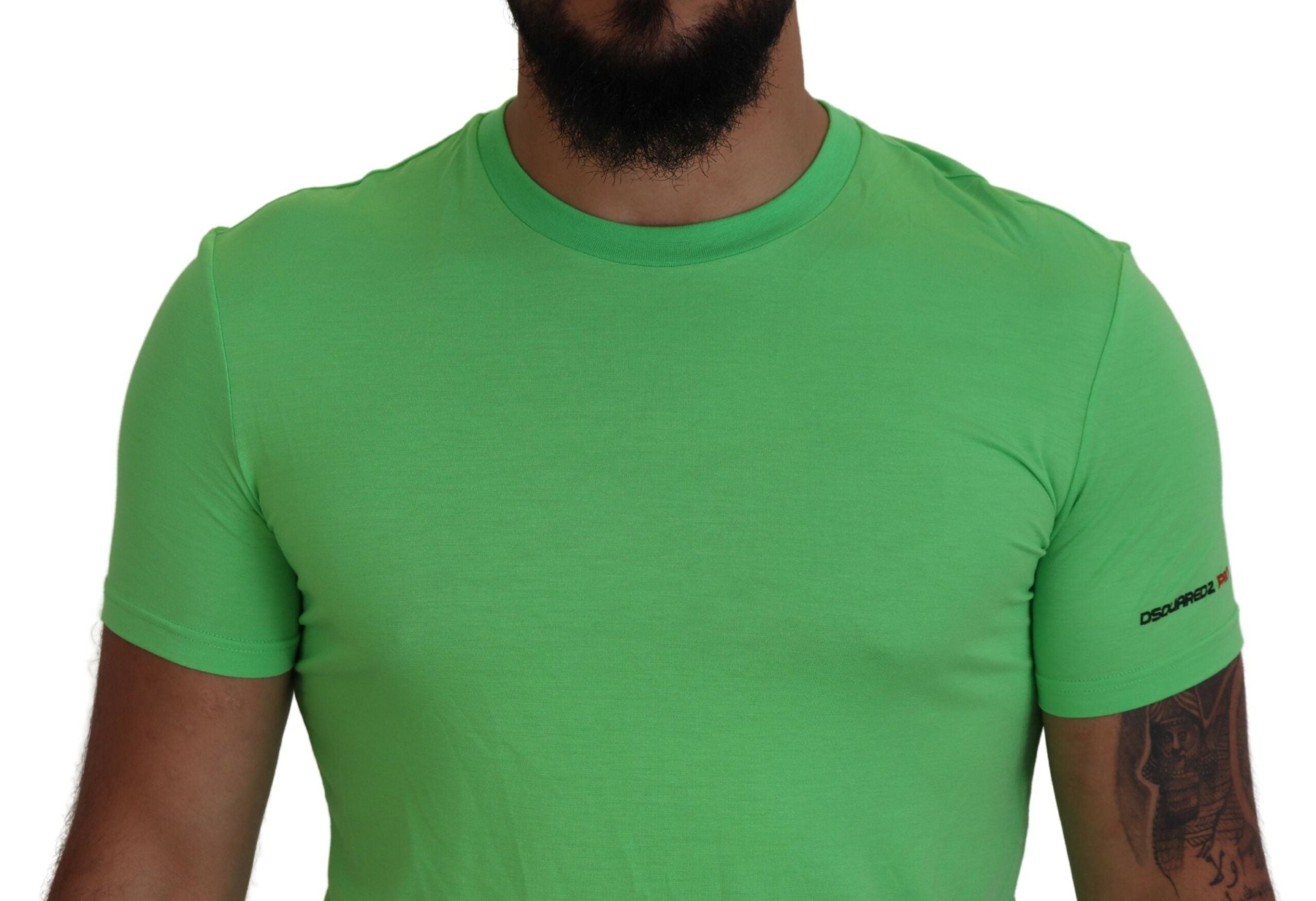 Dsquared² Grünes Modal-T-Shirt mit kurzen Ärmeln und Rundhalsausschnitt