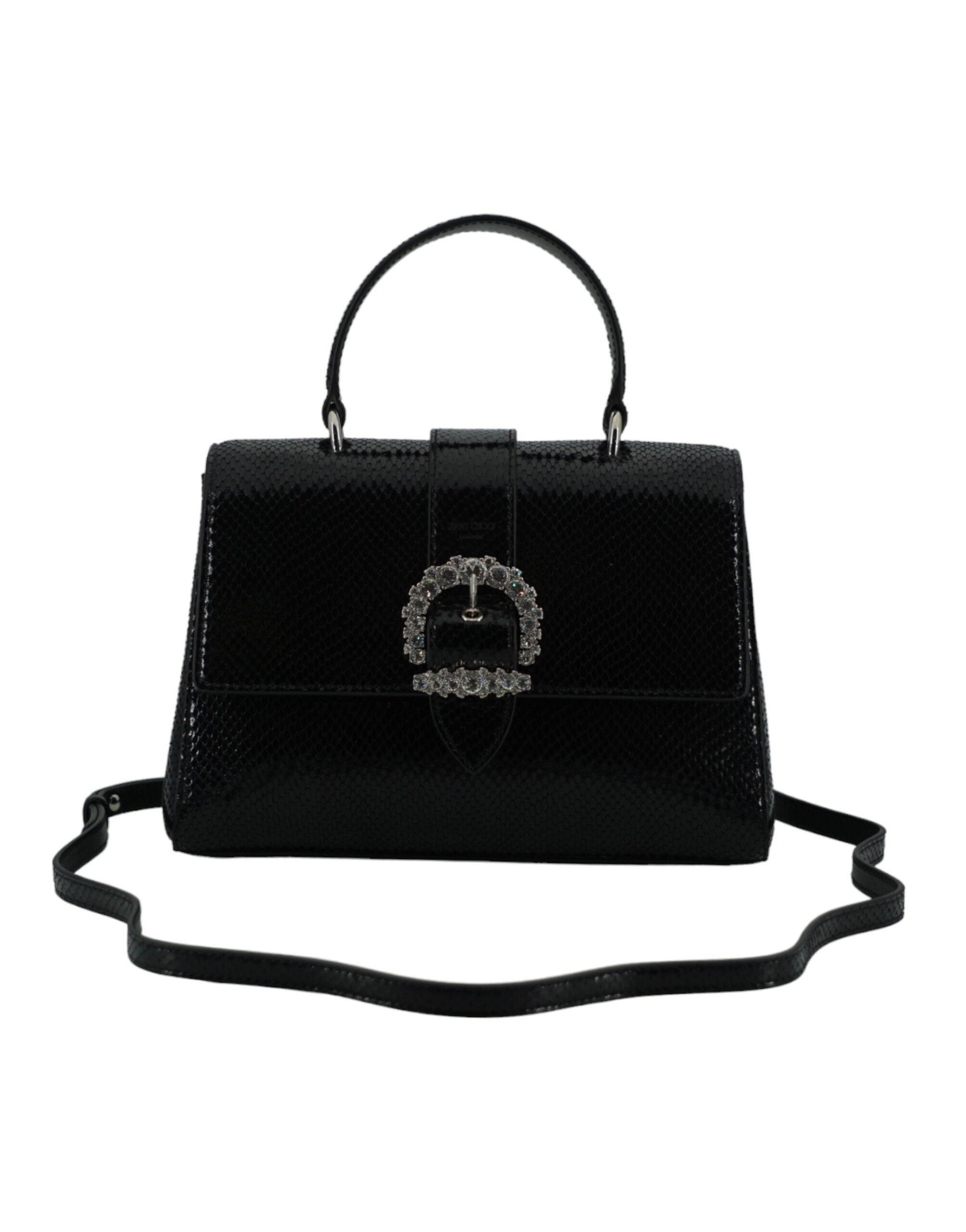 Geantă de umăr Jimmy Choo din piele neagră cu mâner superior