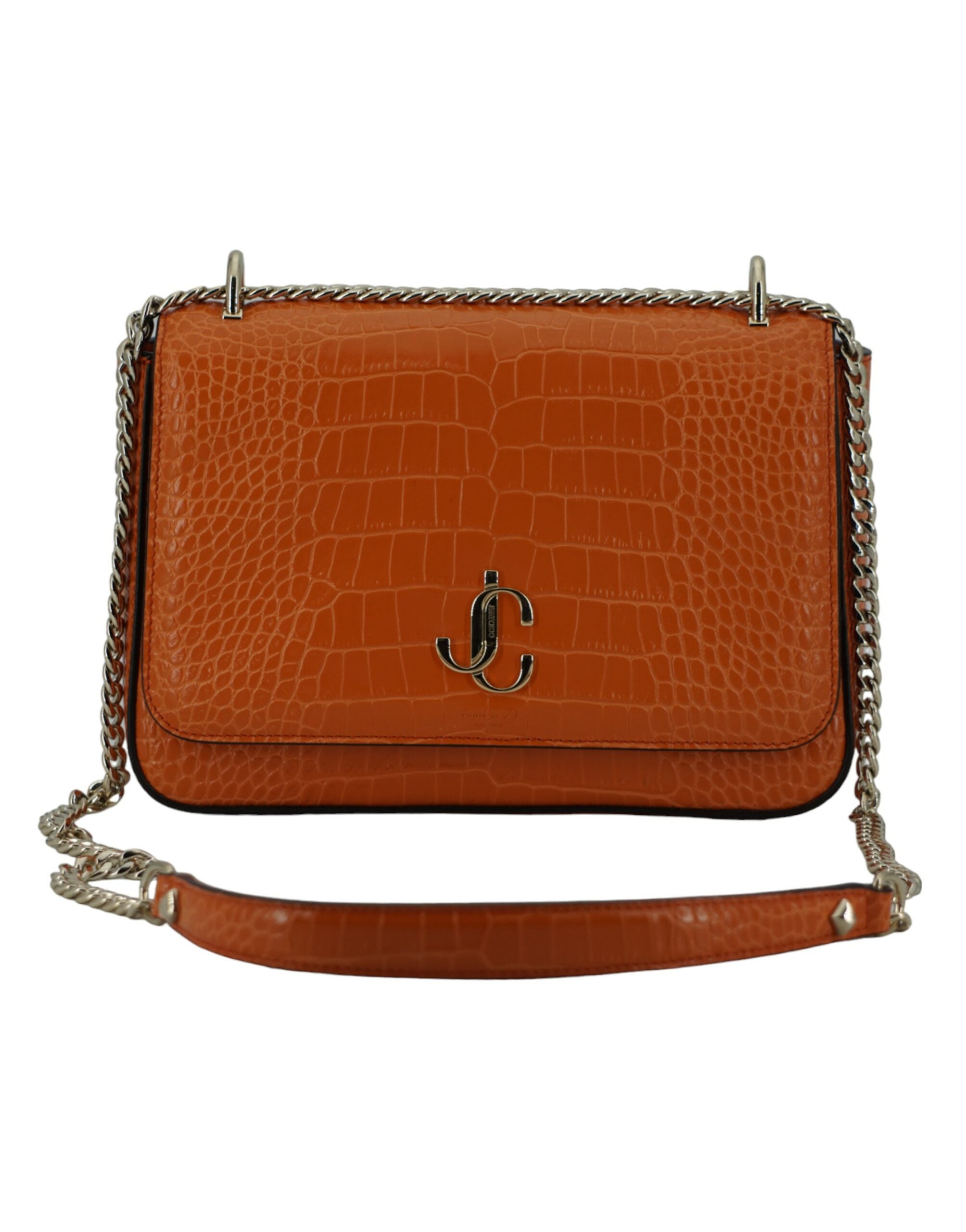 Geantă de umăr Jimmy Choo Amber Orange din piele
