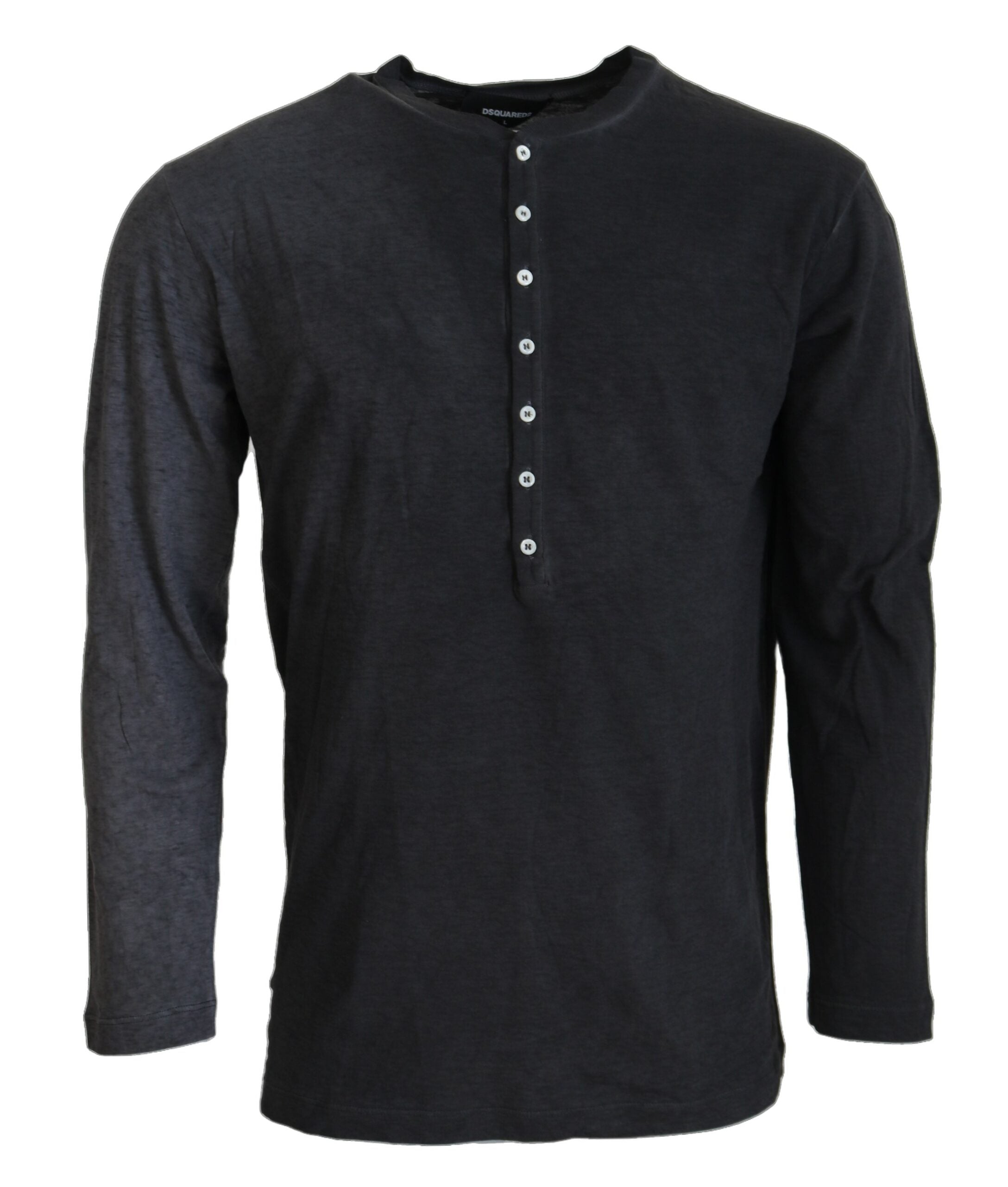 Dsquared² Schwarzer Pullover aus Baumwollleinen mit langen Ärmeln