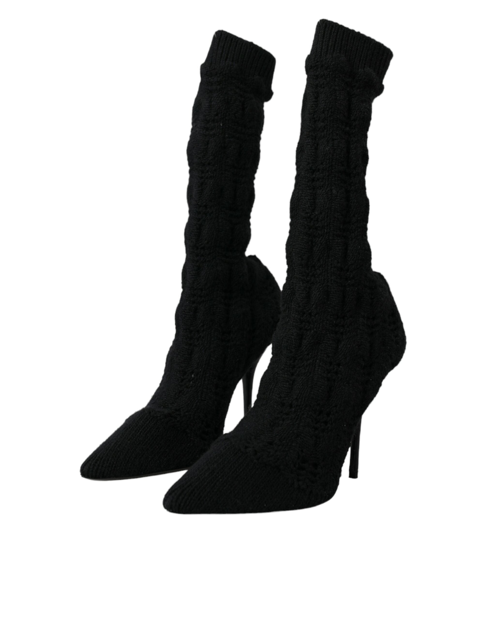 Dolce & Gabbana Schwarze Stiletto-Absätze, wadenlange Stiefel