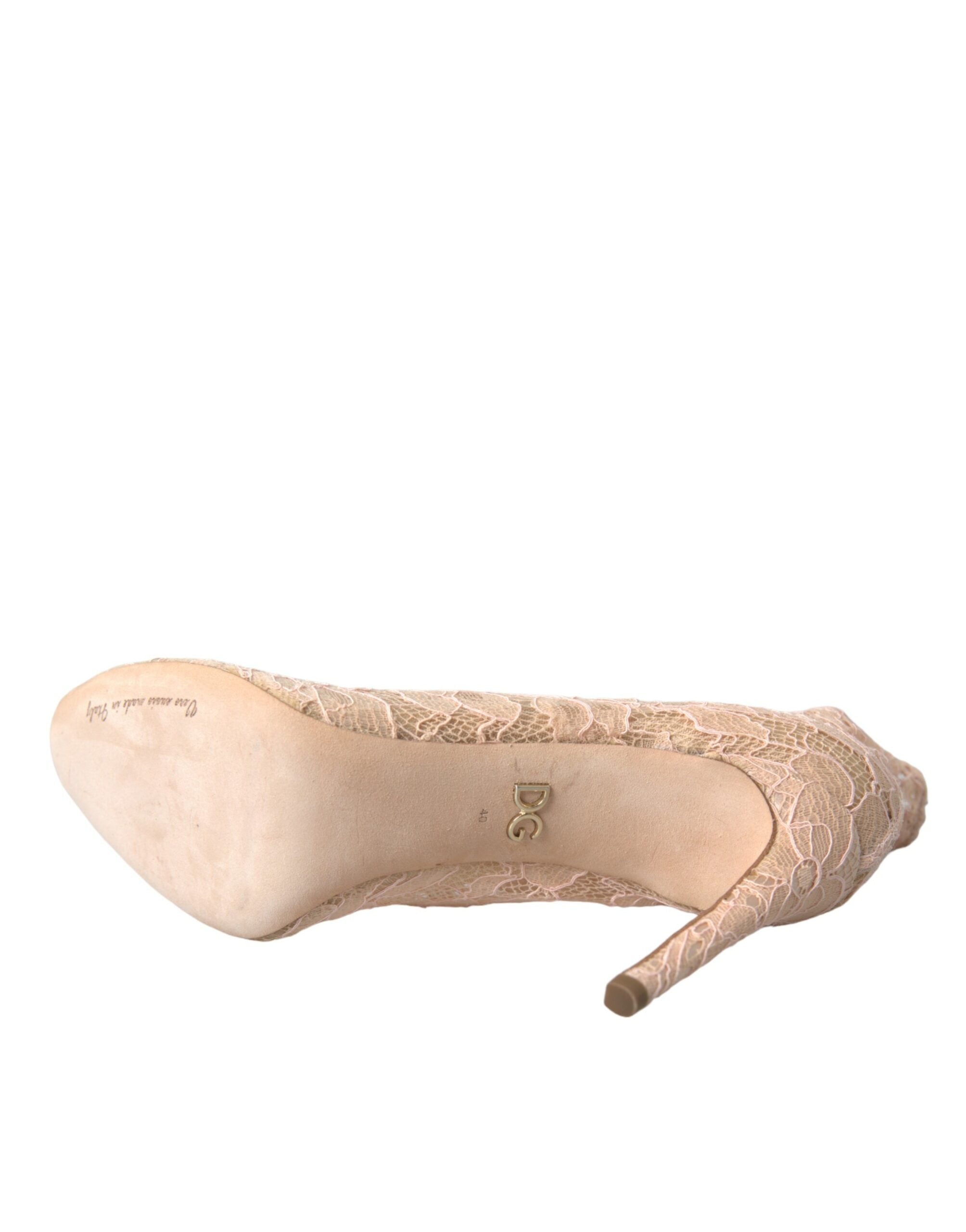 Dolce & Gabbana Beige Stretch Taormina Schnürstiefeletten