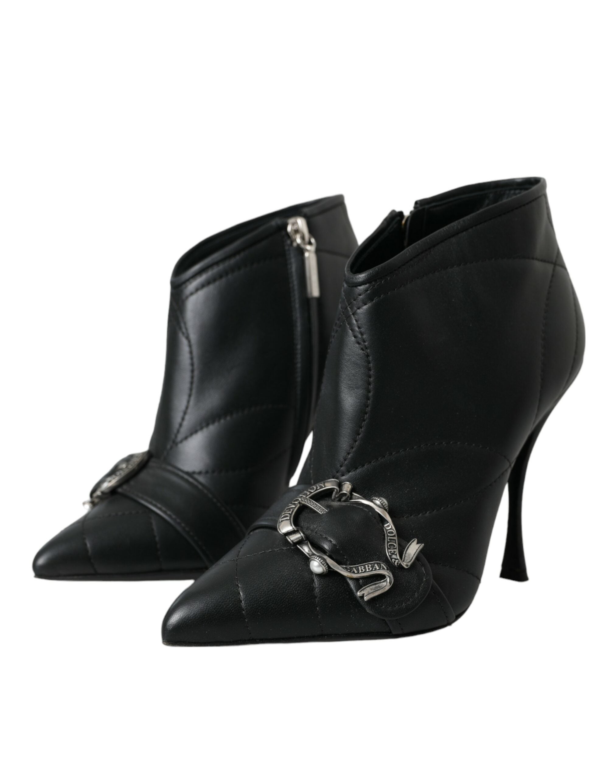 Dolce & Gabbana – Devotion – Gesteppte Stiefel mit Schnalle in Schwarz
