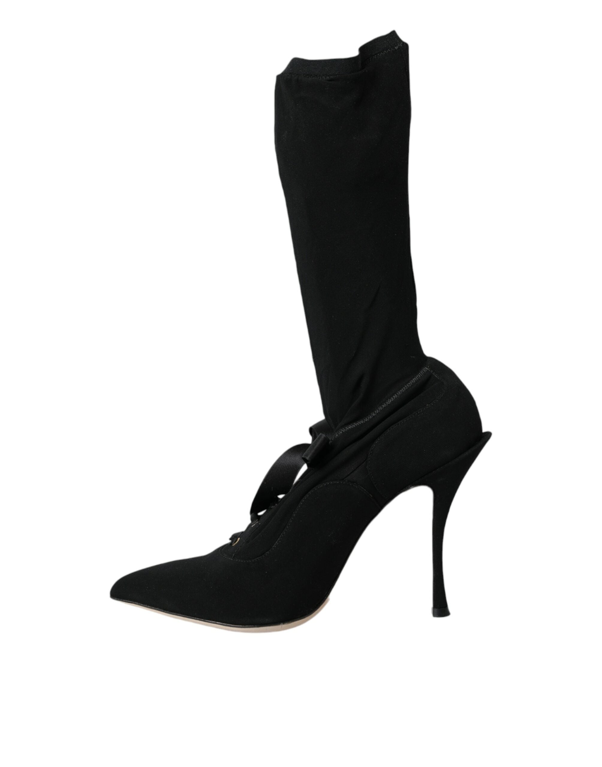 Dolce & Gabbana Schwarze Stiletto-Absätze, wadenlange Stiefel
