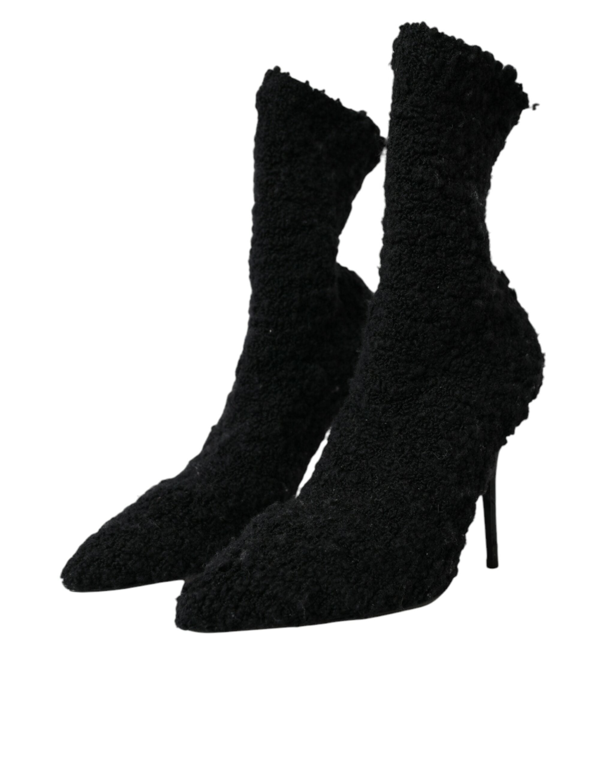 Dolce & Gabbana Schwarze Stiletto-Absätze, wadenlange Stiefel