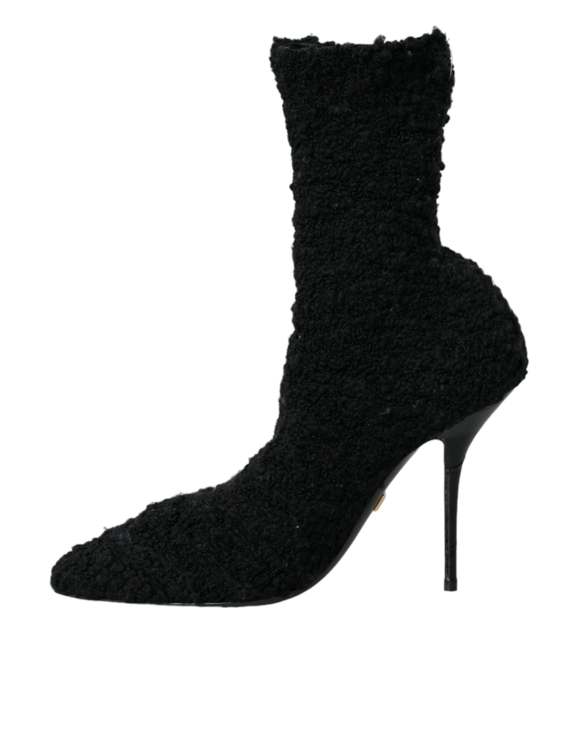Dolce & Gabbana Schwarze Stiletto-Absätze, wadenlange Stiefel