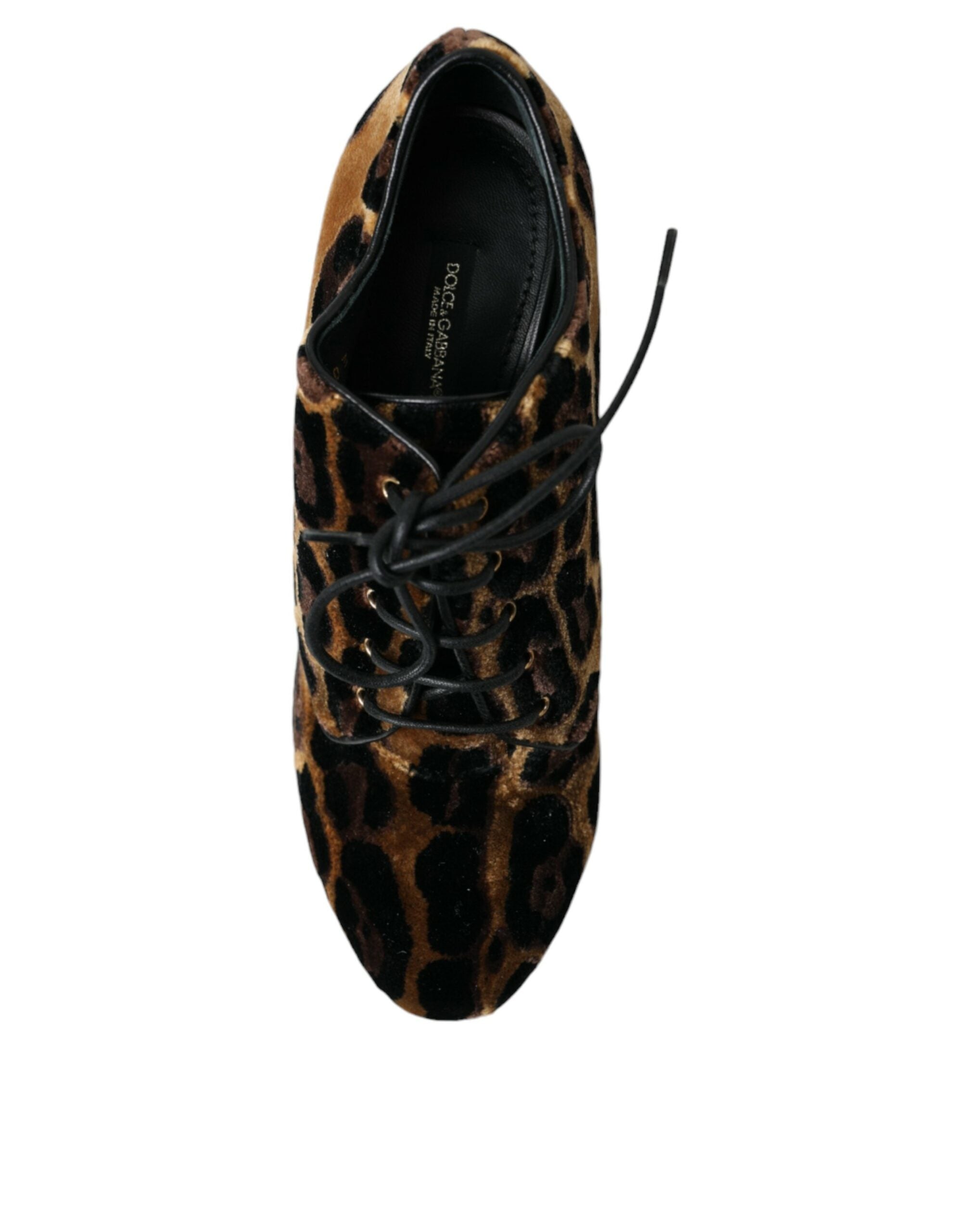 Dolce & Gabbana – Braune Stiefeletten mit Leopardenmuster und Schnürung