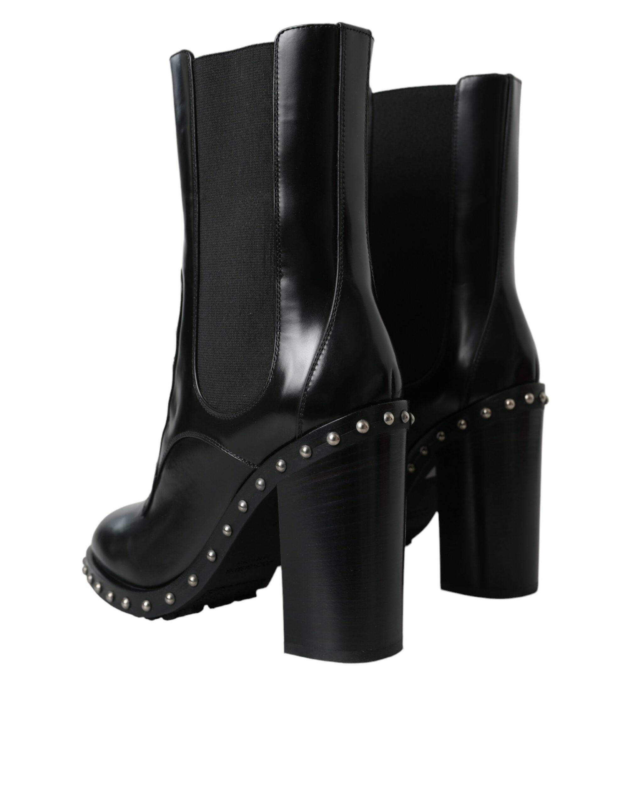 Dolce & Gabbana – Schwarze Schnürstiefel aus Leder mit Nieten