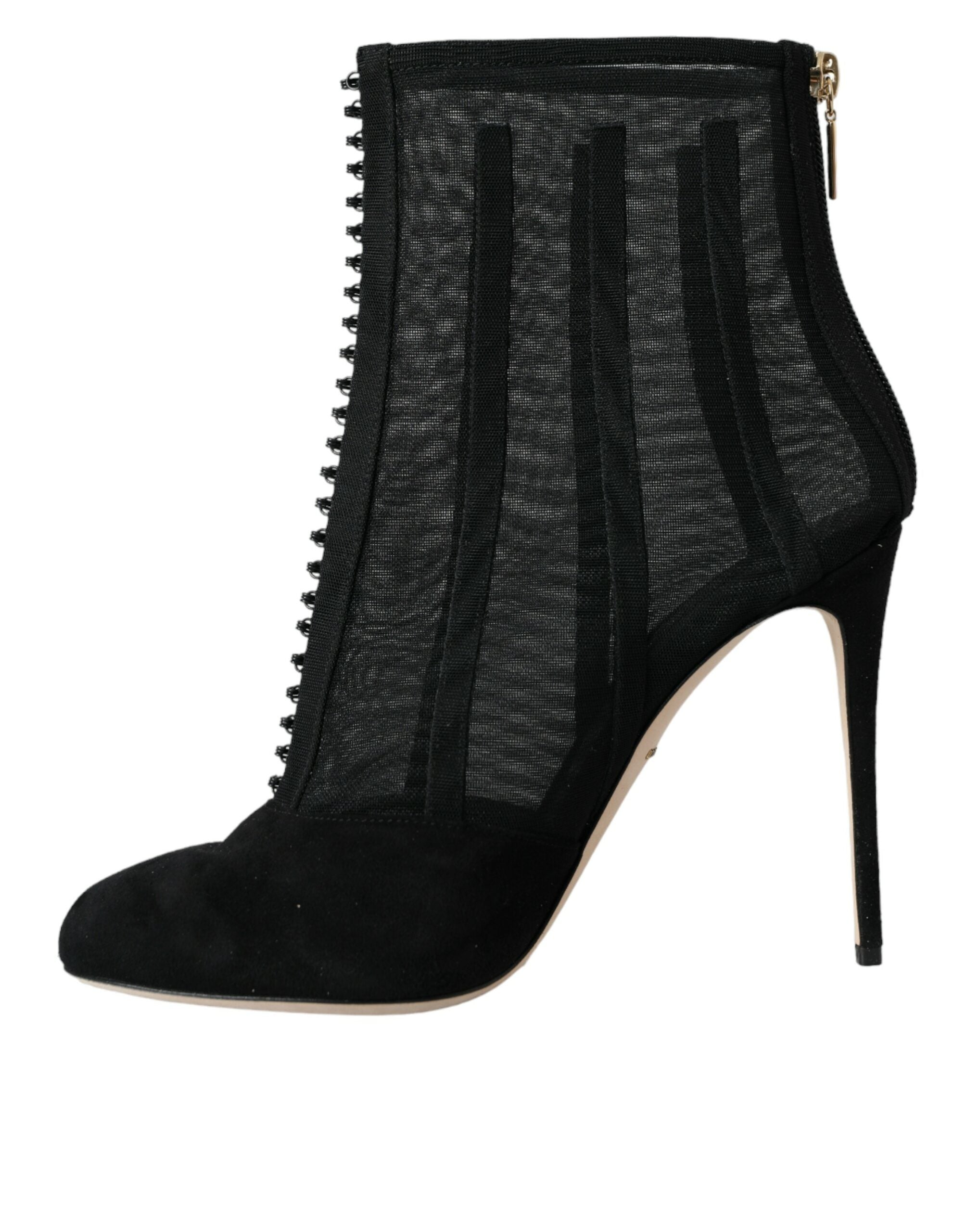 Dolce & Gabbana Schwarze Mesh-Stiletto-Absätze Stiefeletten Schuhe
