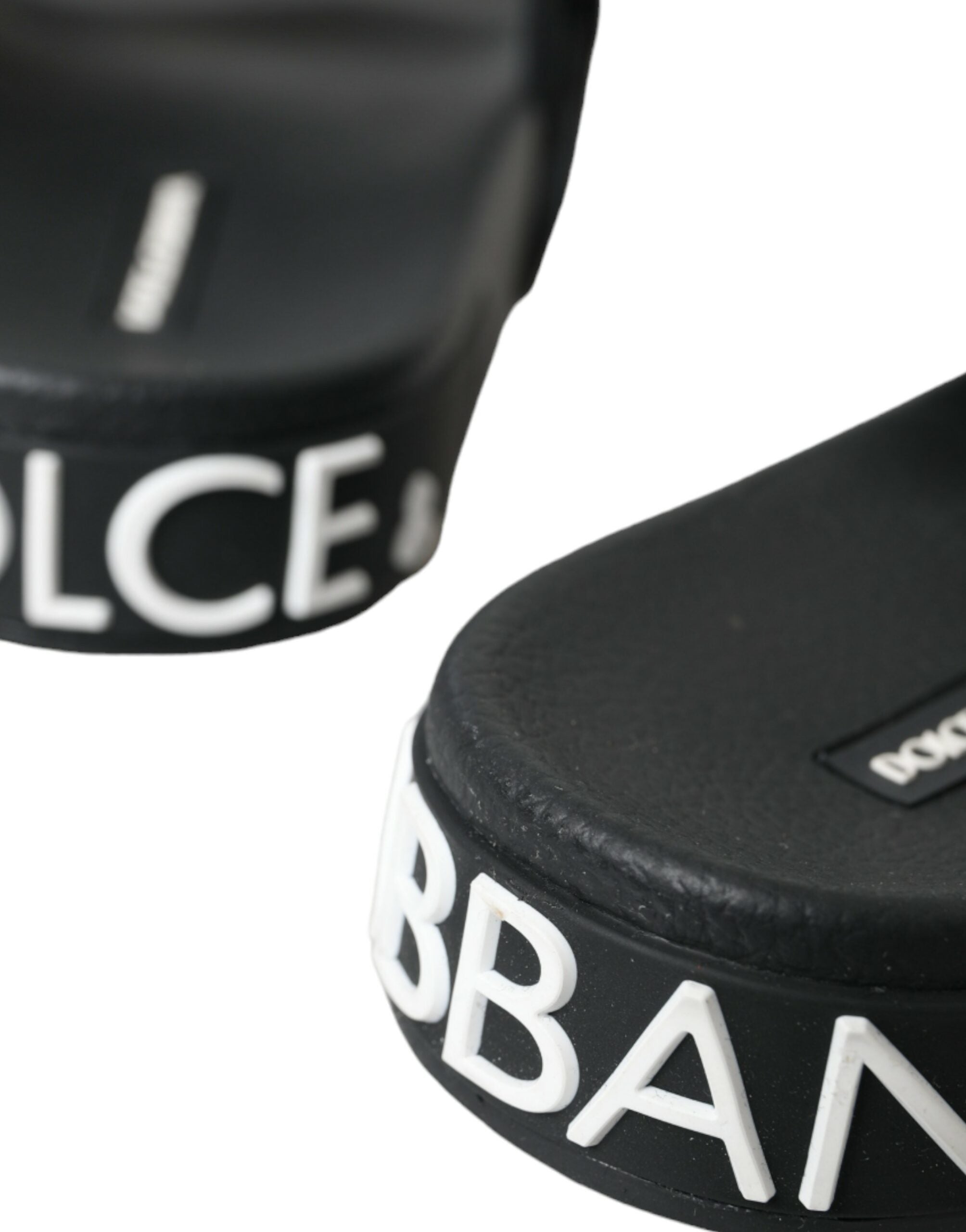 Dolce & Gabbana Schwarze Neopren-Slides, flache Strandschuhe