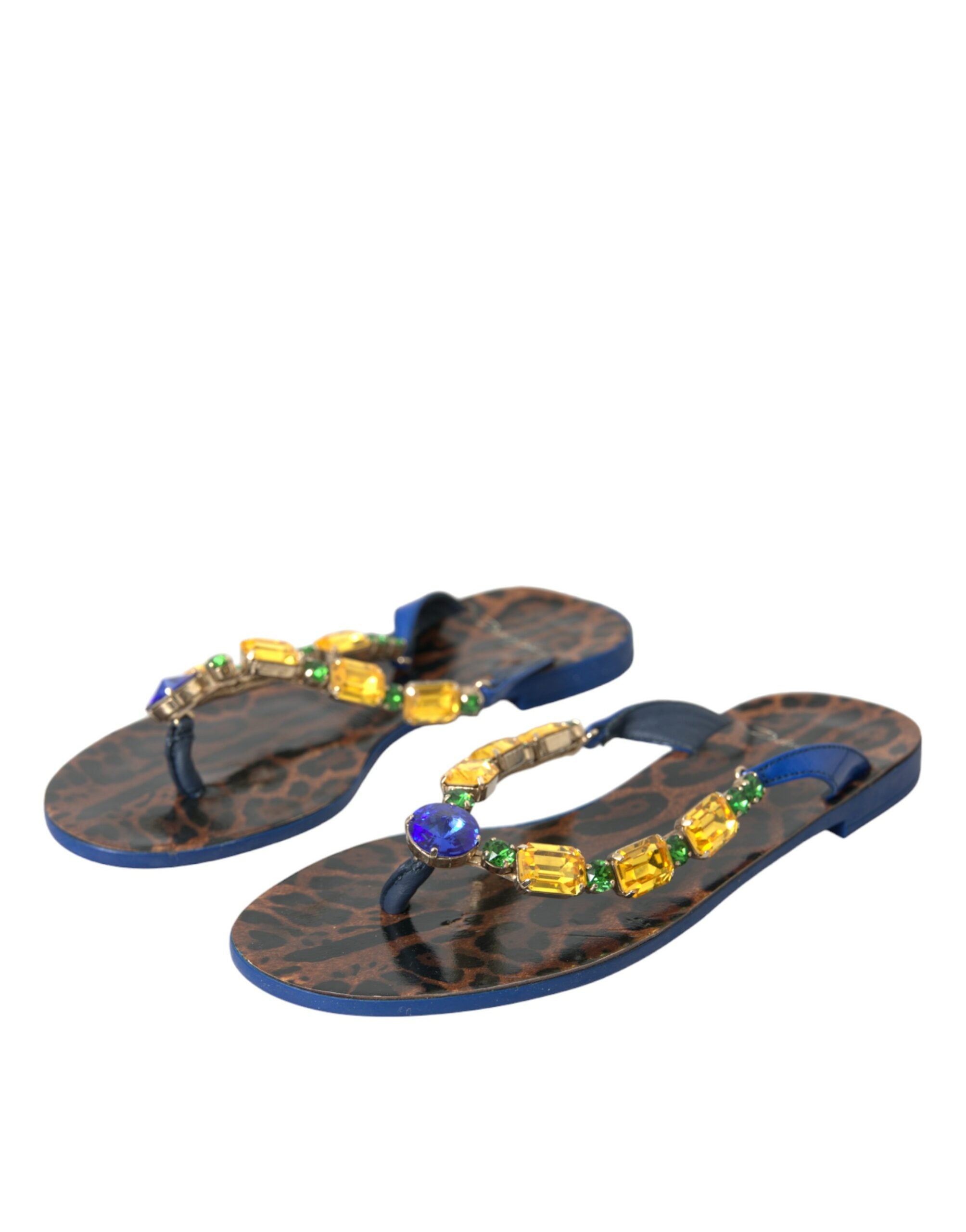 Dolce & Gabbana – Strandschuhe aus blauem Kalbsleder mit Kristallen