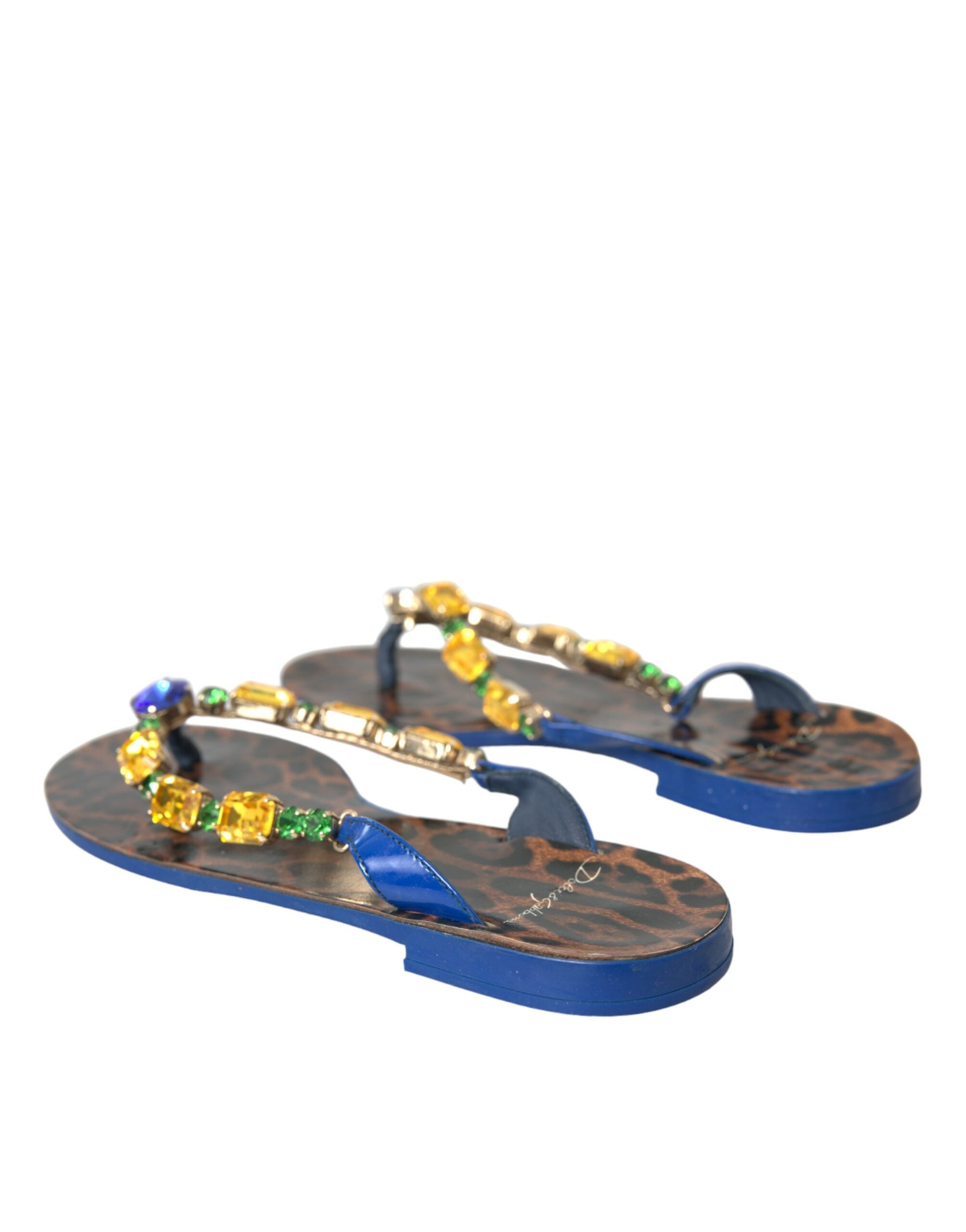 Dolce & Gabbana – Strandschuhe aus blauem Kalbsleder mit Kristallen