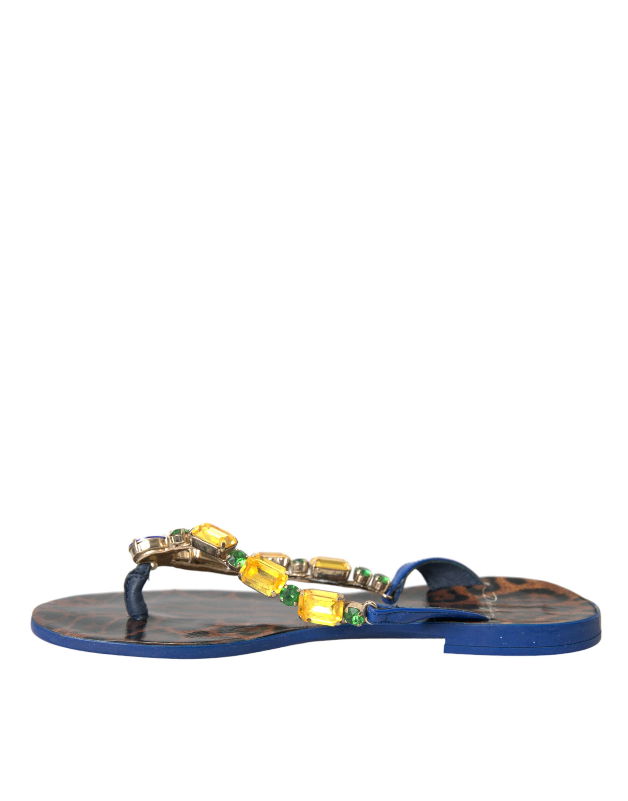 Dolce & Gabbana – Strandschuhe aus blauem Kalbsleder mit Kristallen