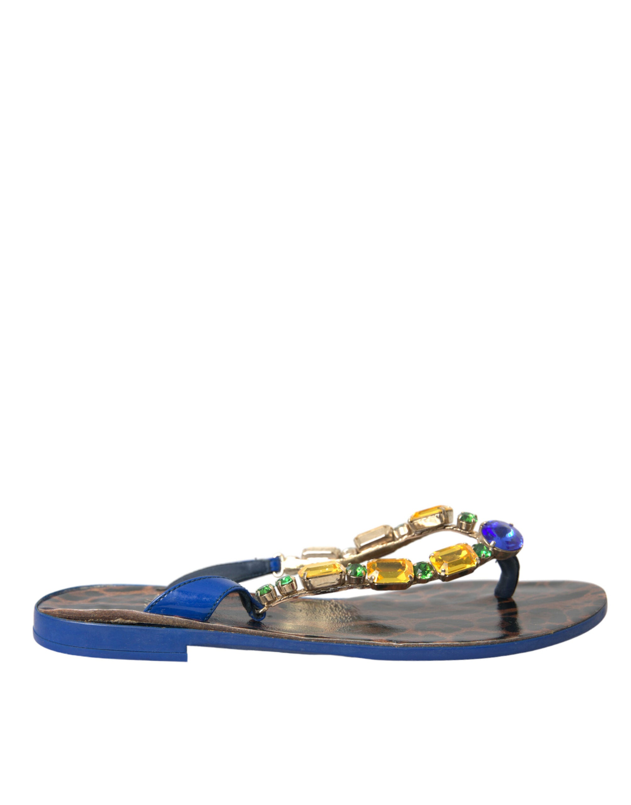Dolce & Gabbana – Strandschuhe aus blauem Kalbsleder mit Kristallen