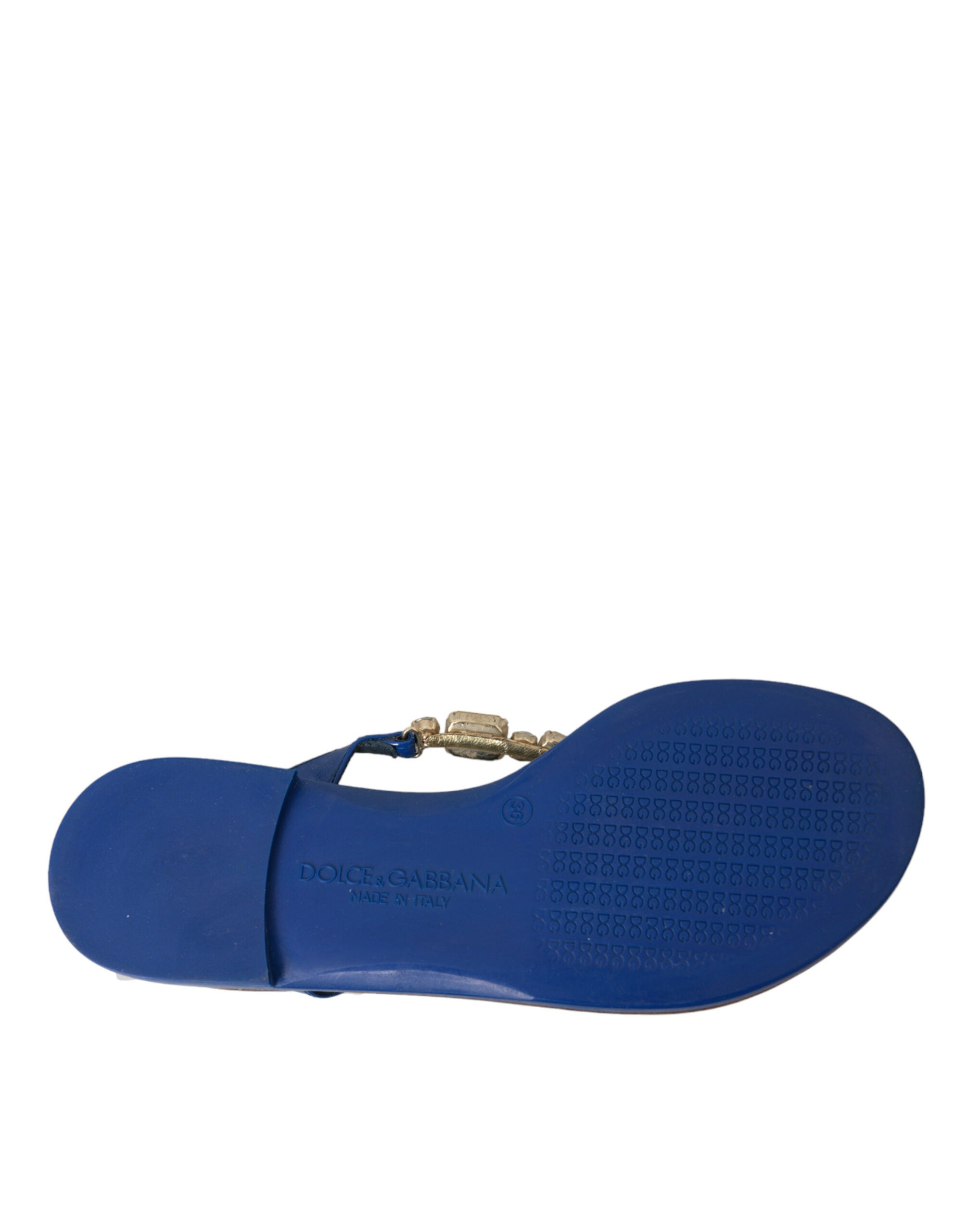 Dolce & Gabbana – Strandschuhe aus blauem Kalbsleder mit Kristallen