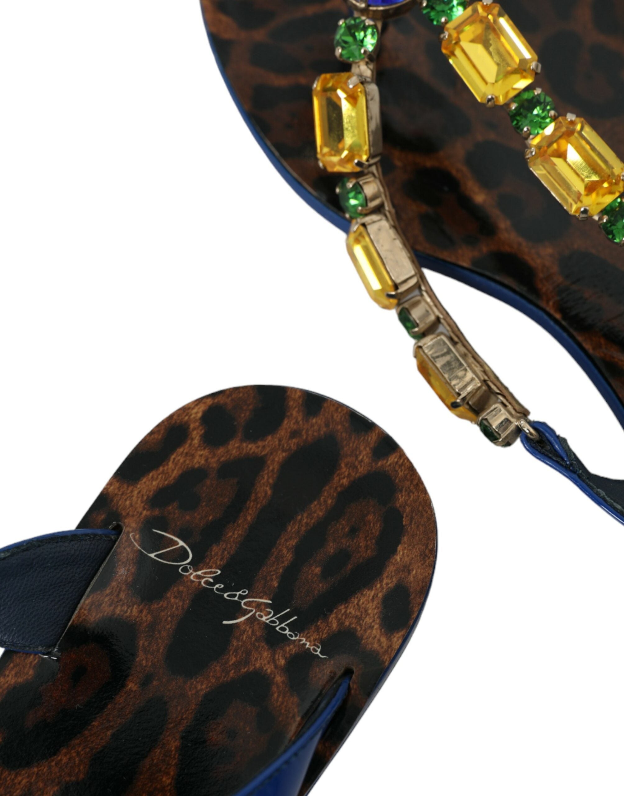 Dolce & Gabbana – Strandschuhe aus blauem Kalbsleder mit Kristallen