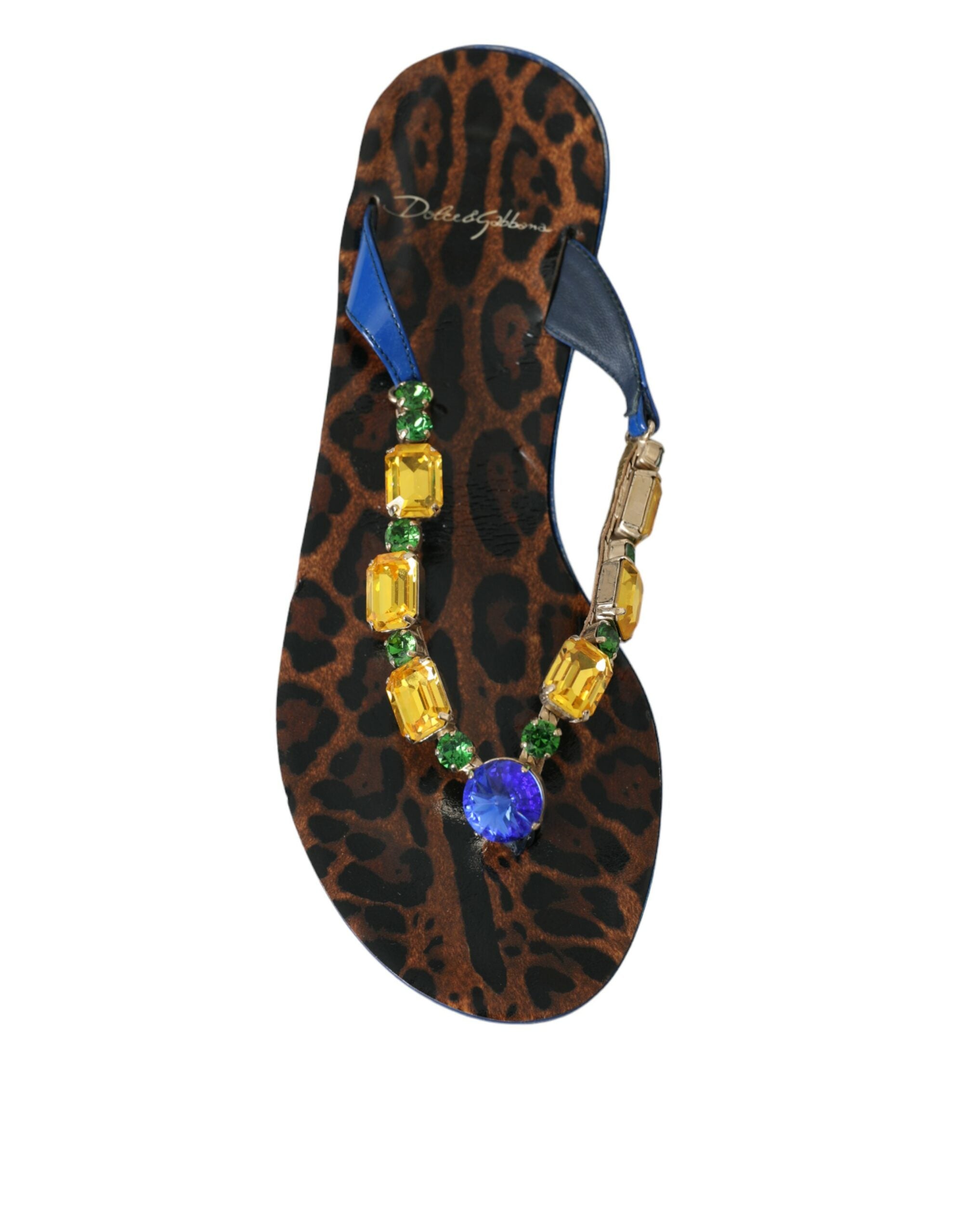 Dolce & Gabbana – Strandschuhe aus blauem Kalbsleder mit Kristallen