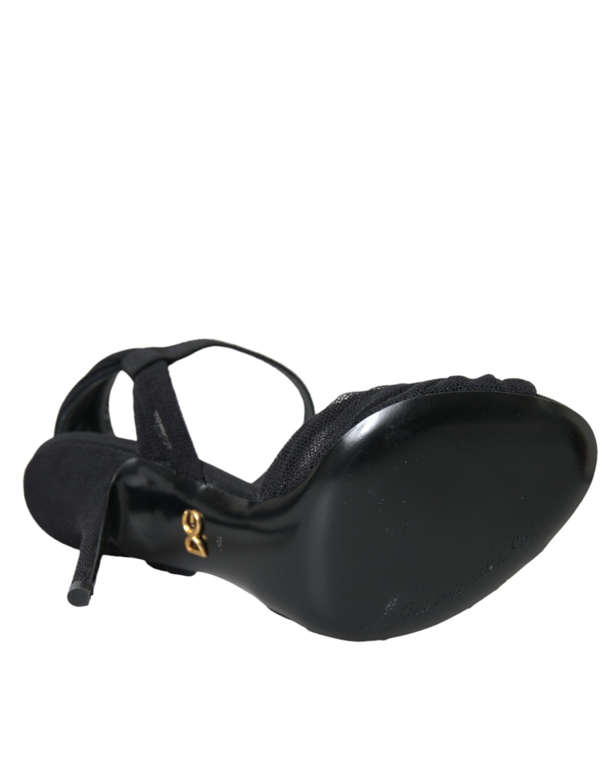 Dolce & Gabbana – Sandalen mit Absatz und Verzierung aus schwarzem Wildleder