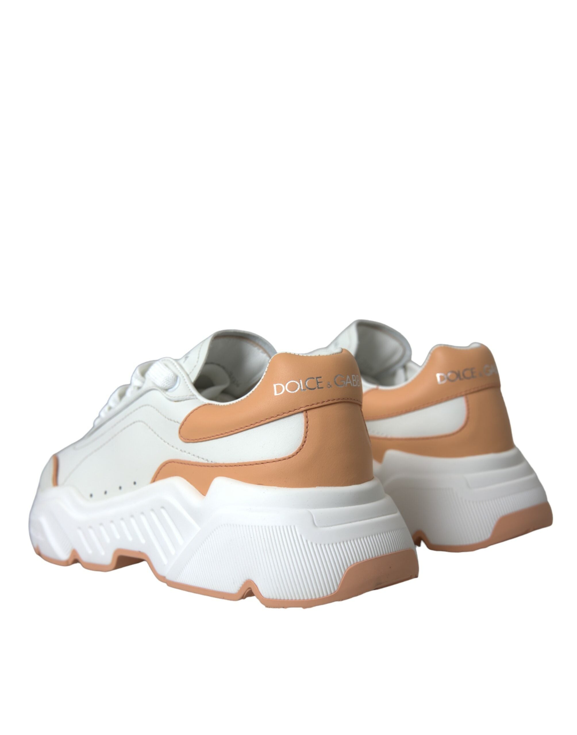 Dolce & Gabbana – Daymaster – Sneaker aus Leder in Weiß und Pfirsich