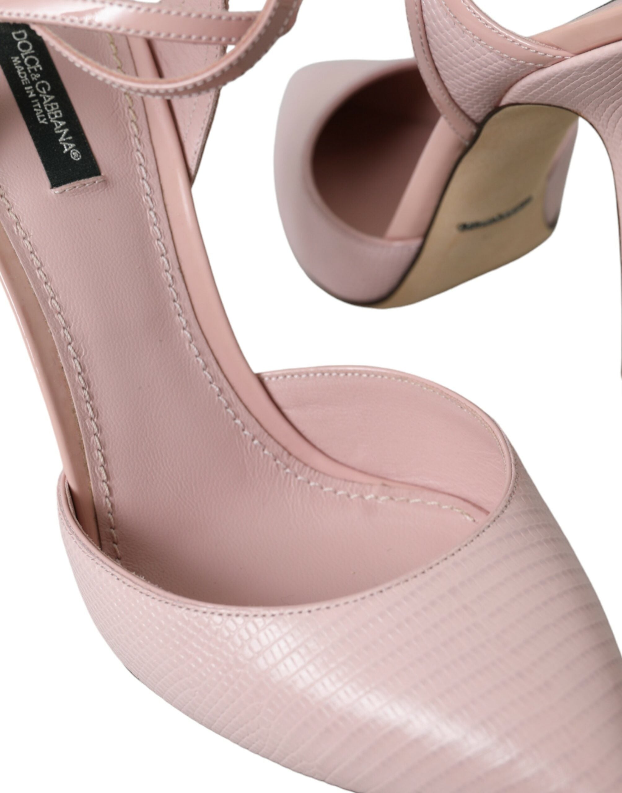 Dolce & Gabbana – Pumps aus rosa Leder mit Knöchelriemen
