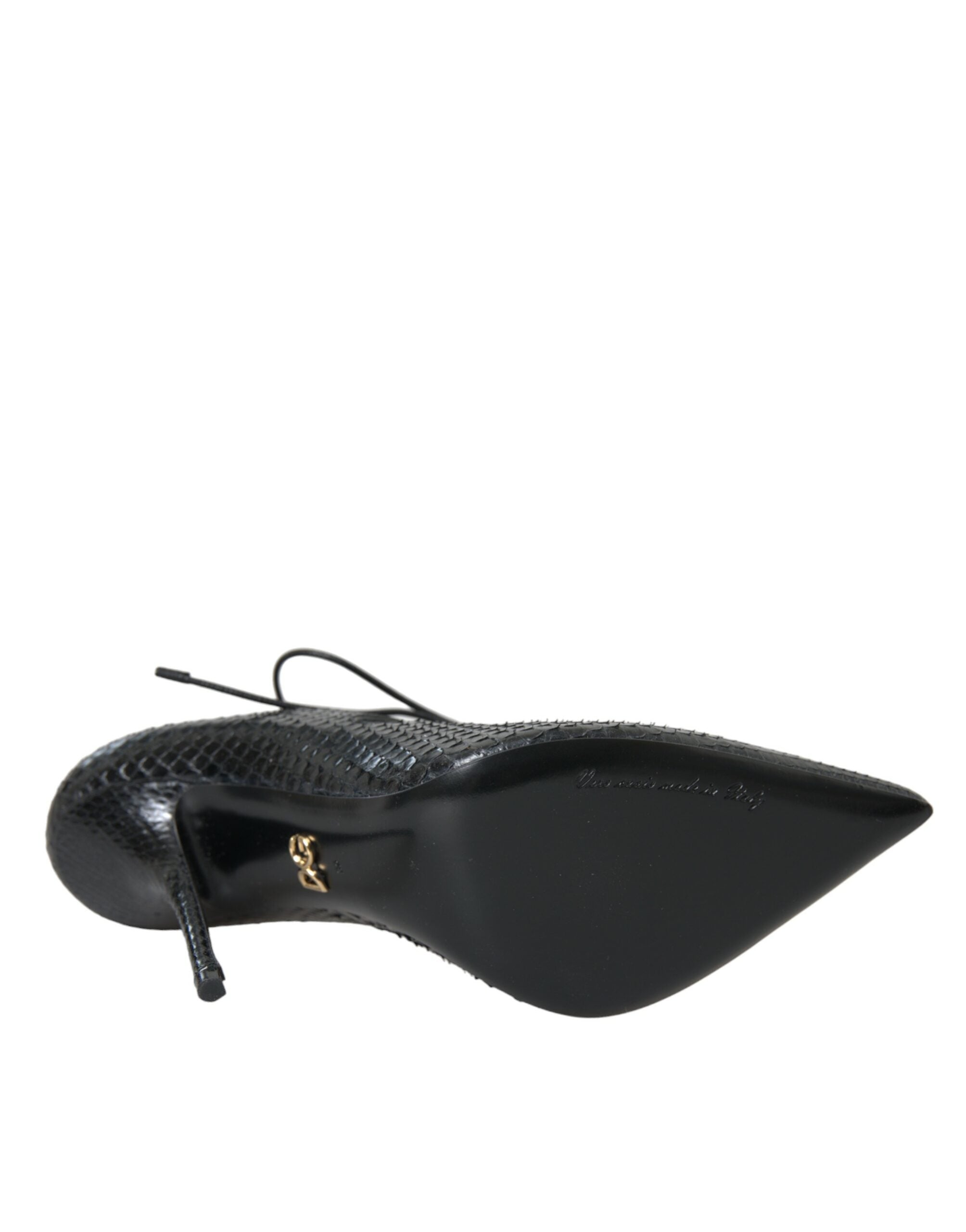Pantofi cu toc Mary Jane din piele neagră cu aspect de piton Dolce & Gabbana