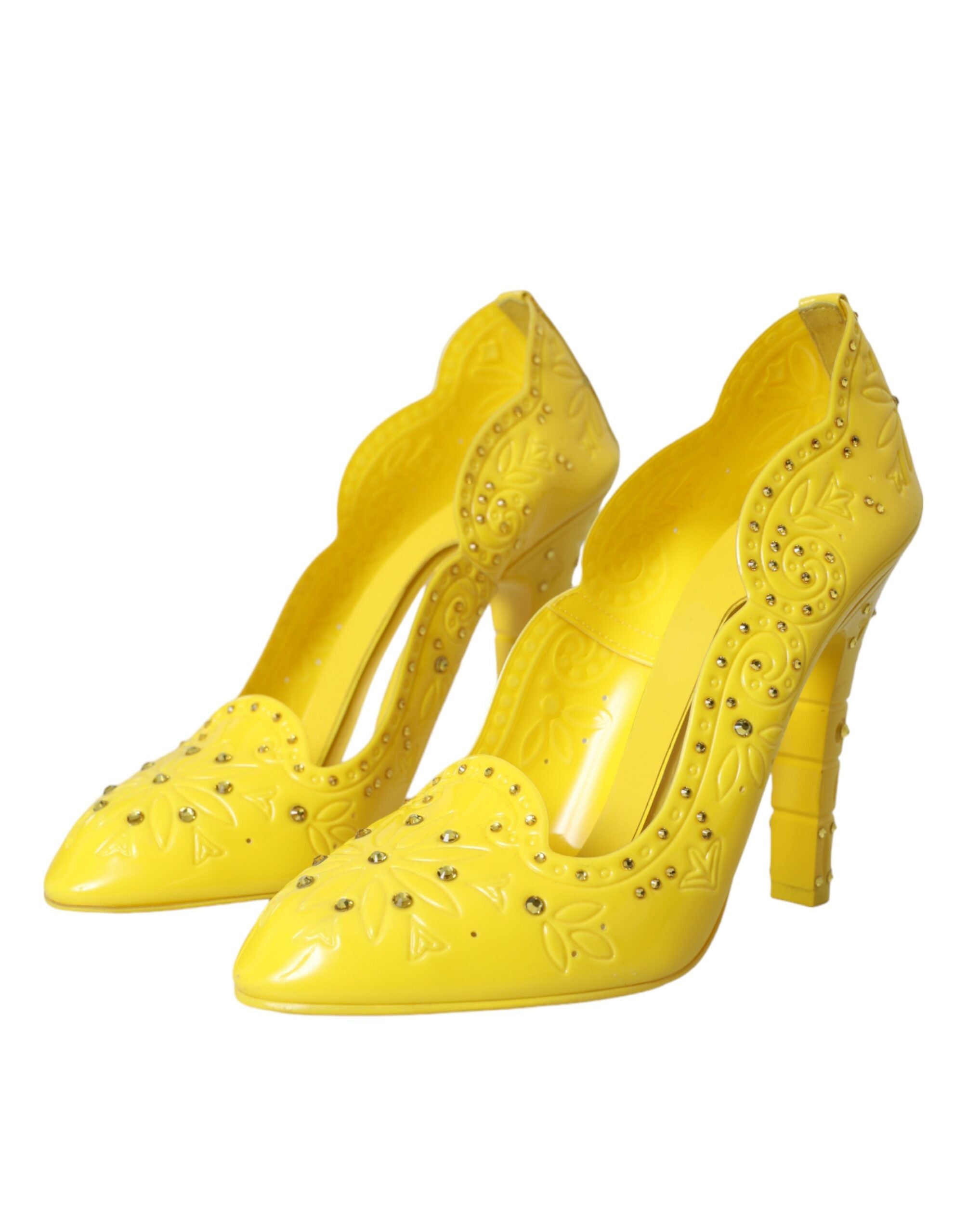 Dolce & Gabbana Pantofi cu toc galben CINDERELLA cu cristale