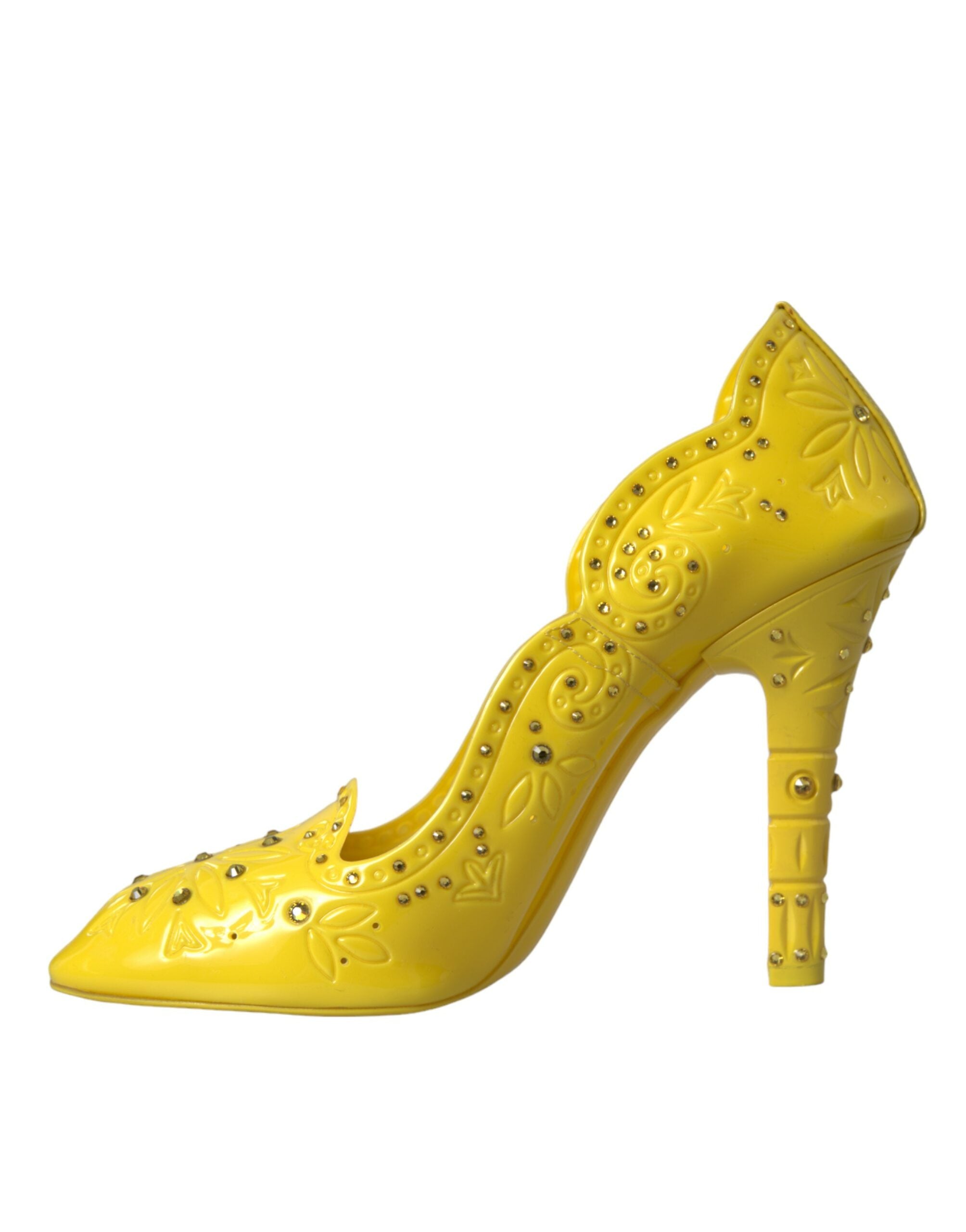 Dolce & Gabbana Pantofi cu toc galben CINDERELLA cu cristale