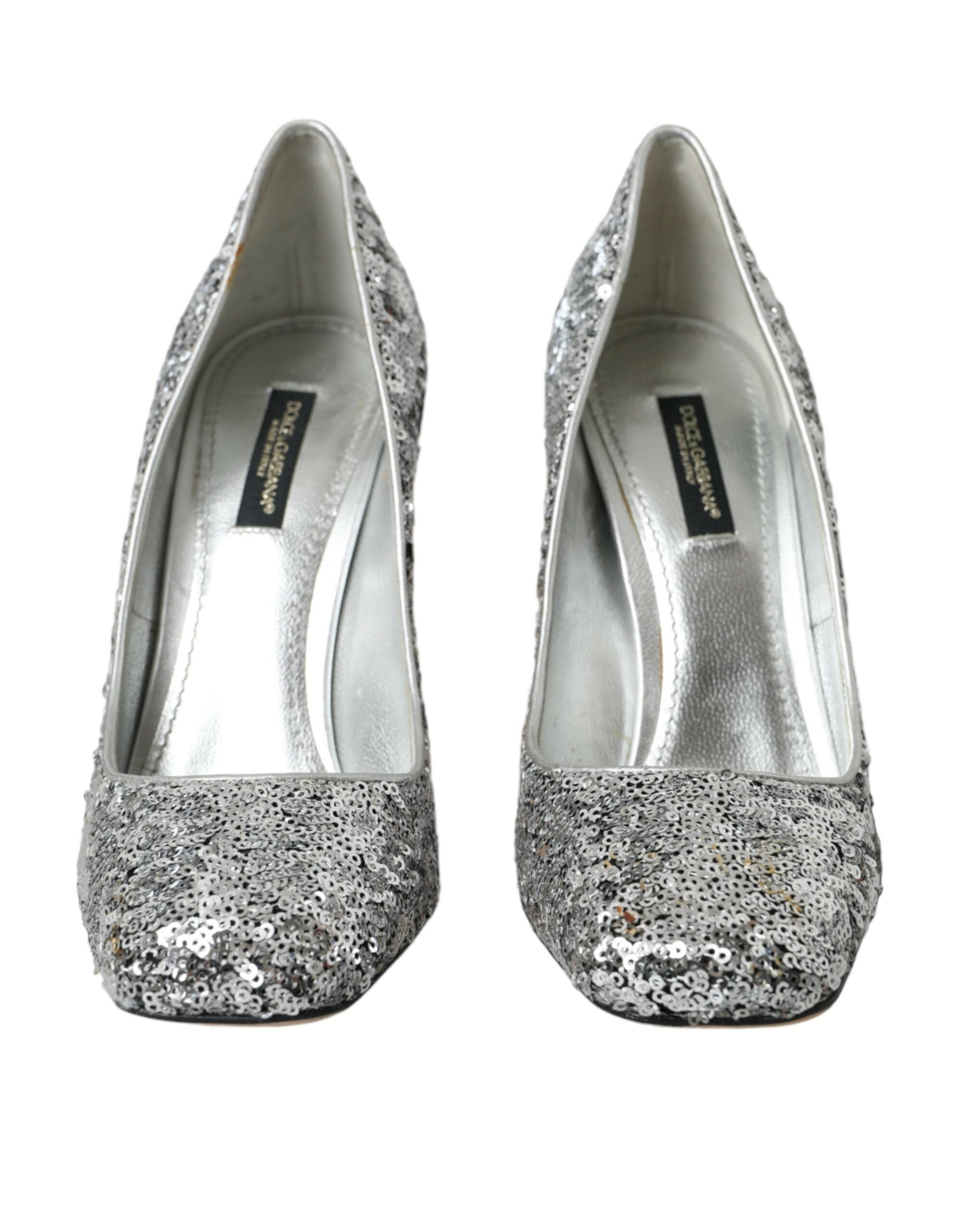 Dolce & Gabbana Silberne Pumps mit Paillettenverzierung