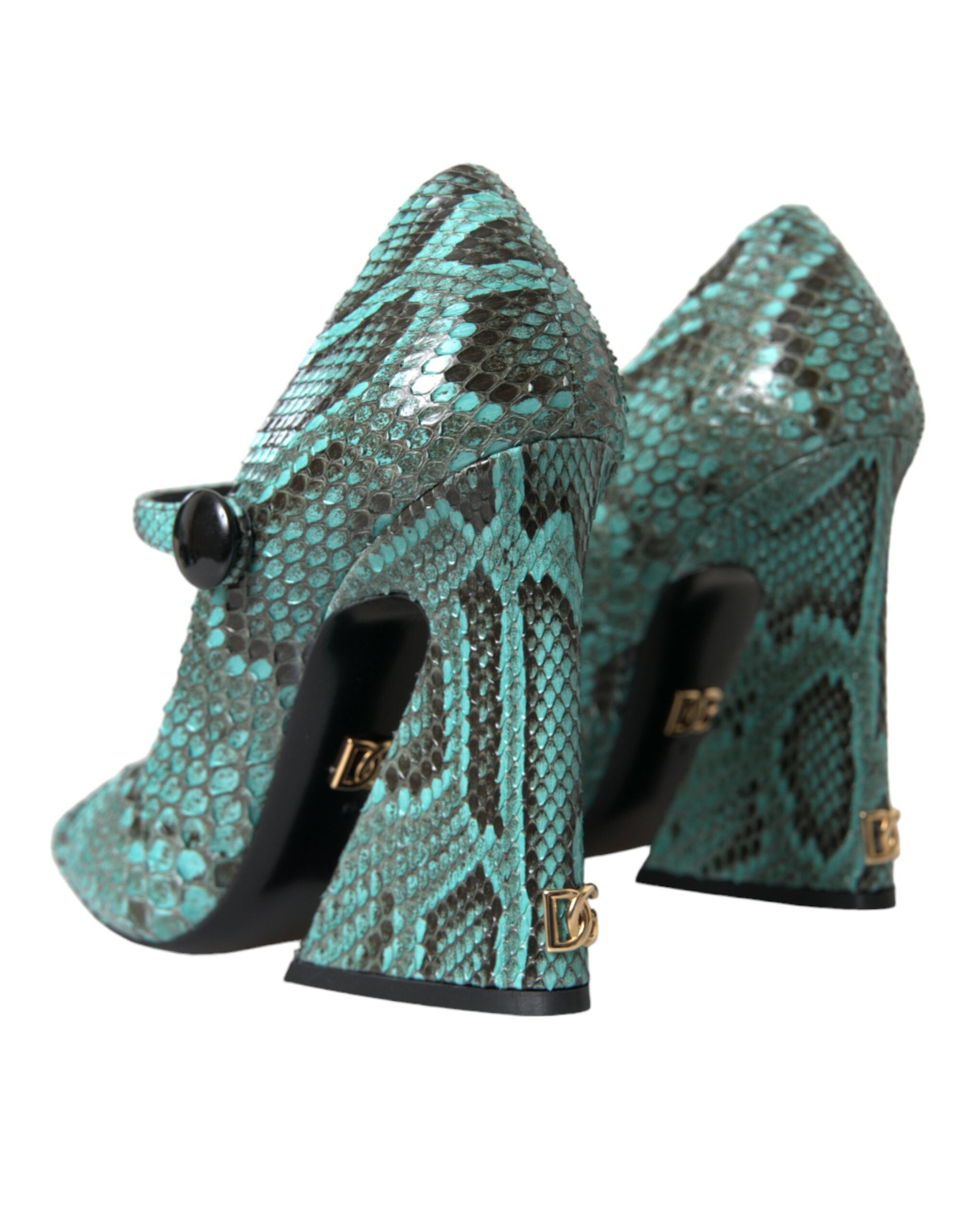 Dolce & Gabbana – Mary-Jane-Pumps aus Pythonleder in Aquamarin