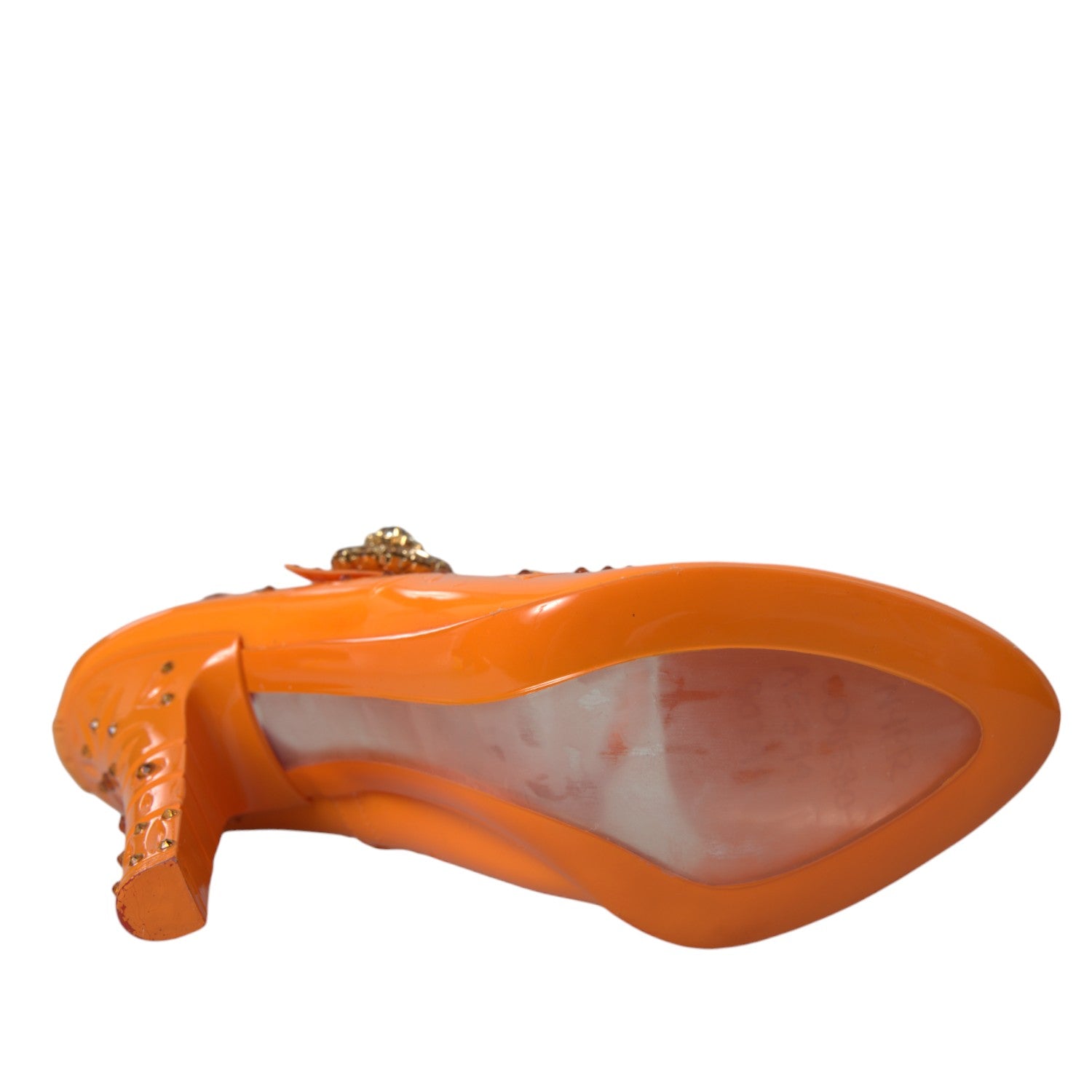 Dolce & Gabbana Orange CINDERELLA Pumps mit Blumen- und Kristallmuster