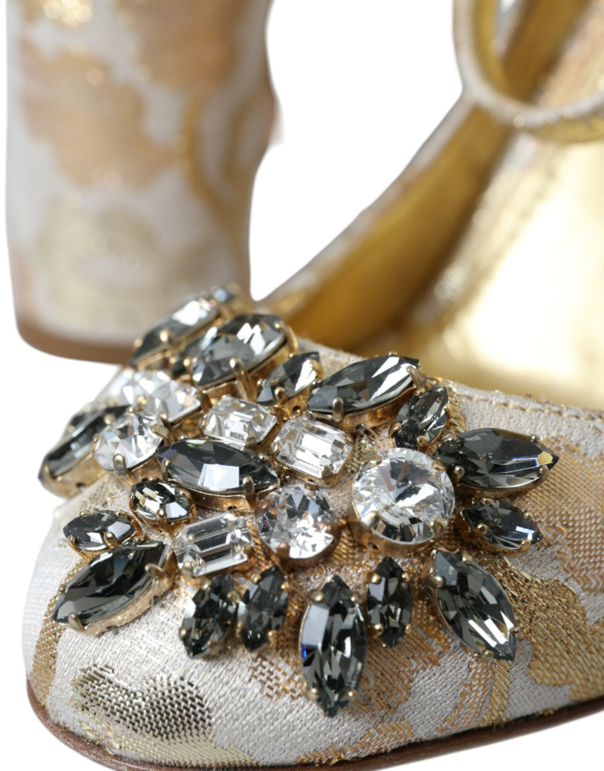 Dolce & Gabbana – Mary Janes-Pumps mit goldenem Jacquard-Kristall