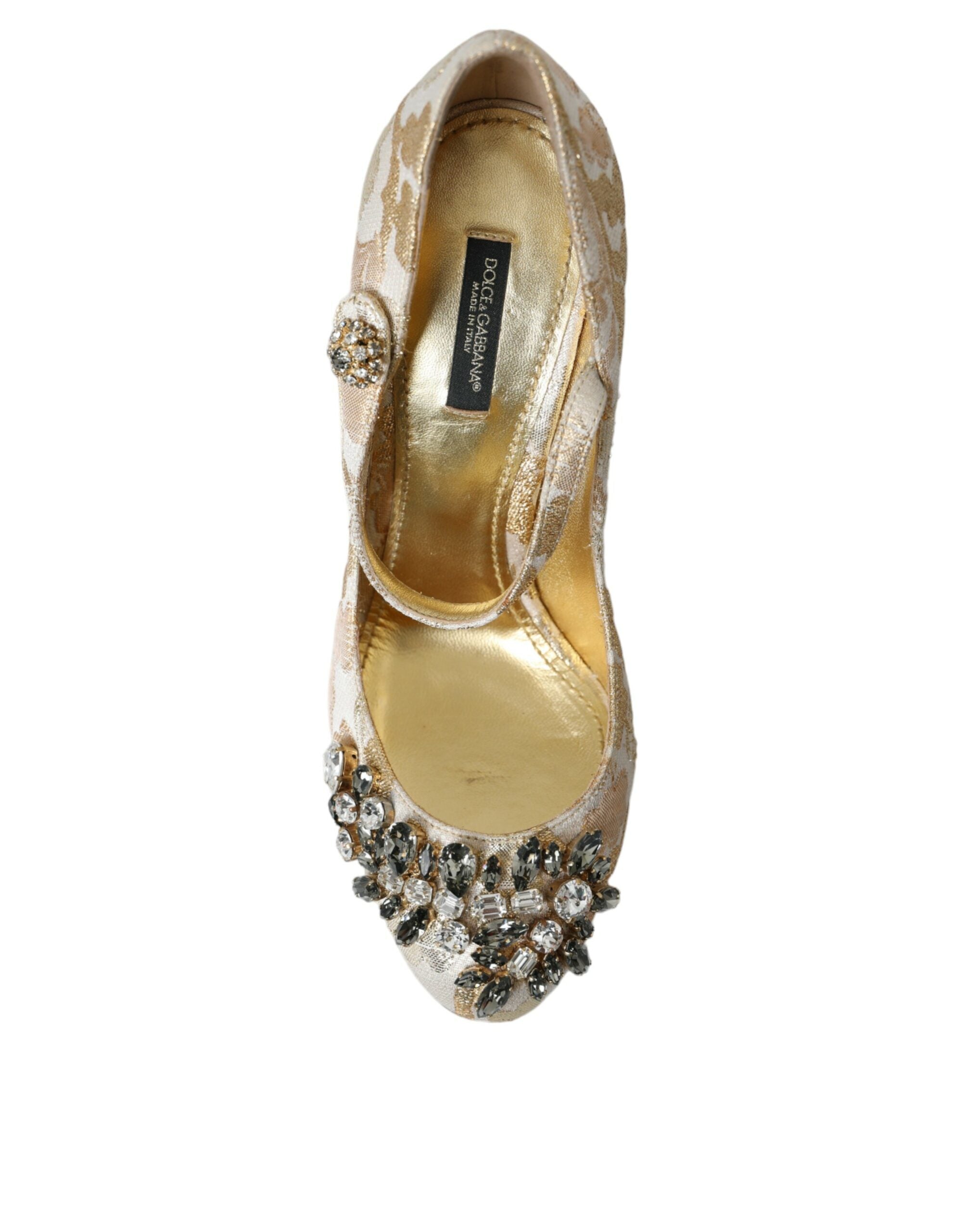 Dolce & Gabbana – Mary Janes-Pumps mit goldenem Jacquard-Kristall