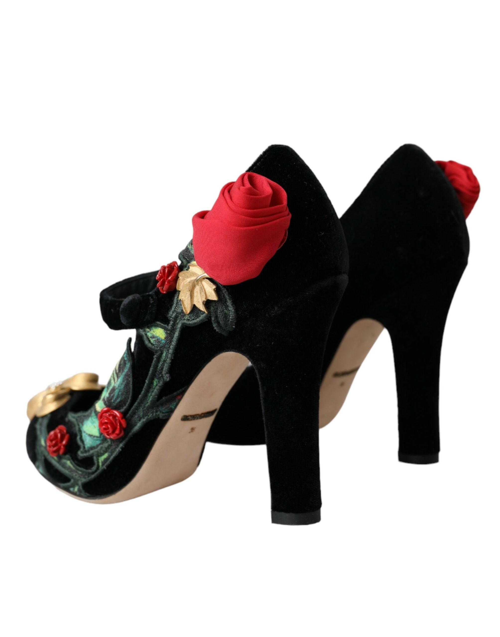 Dolce & Gabbana – Mary-Jane-Schuhe mit schwarzer Rosen-Kristallbrosche