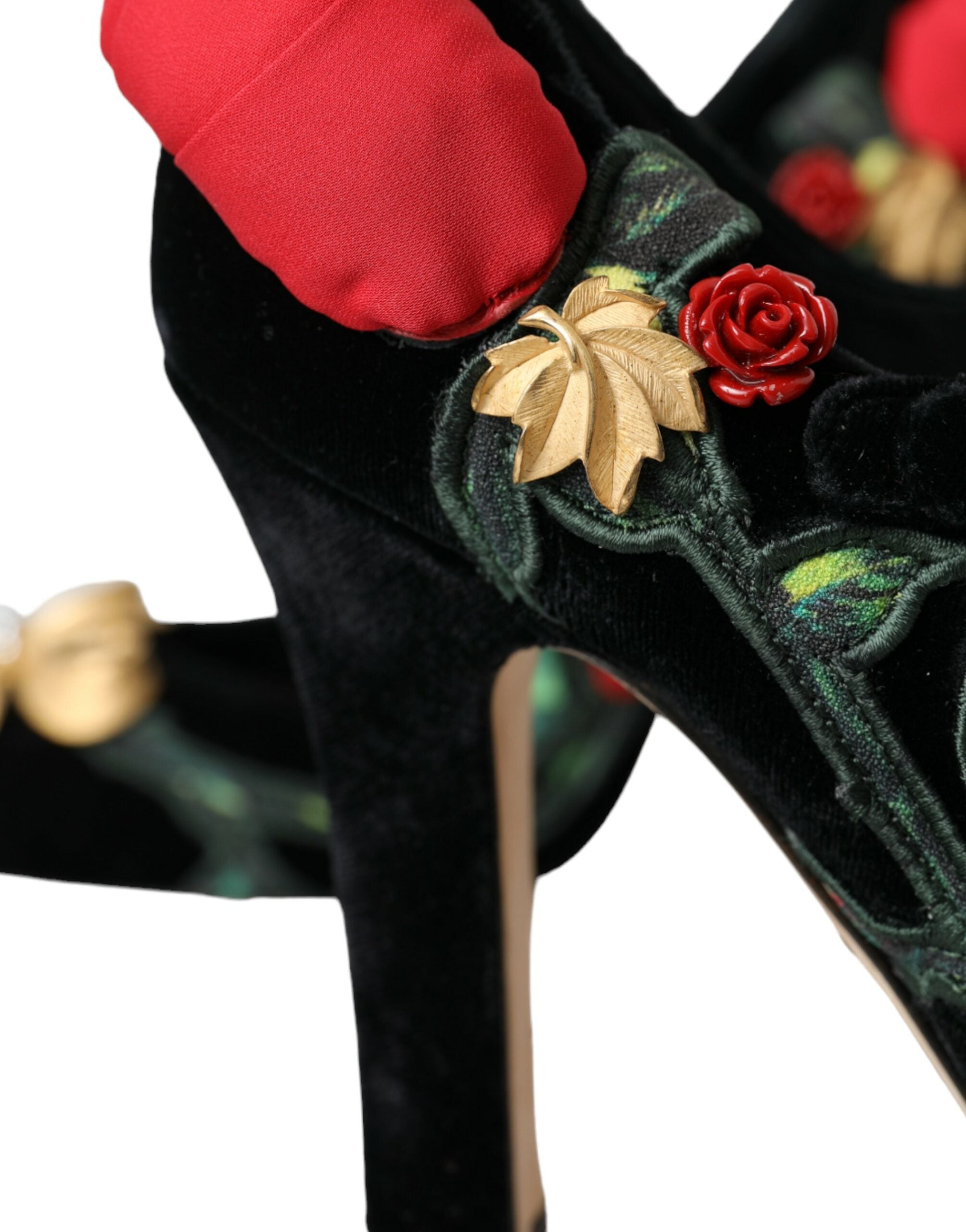 Dolce & Gabbana – Mary-Jane-Schuhe mit schwarzer Rosen-Kristallbrosche