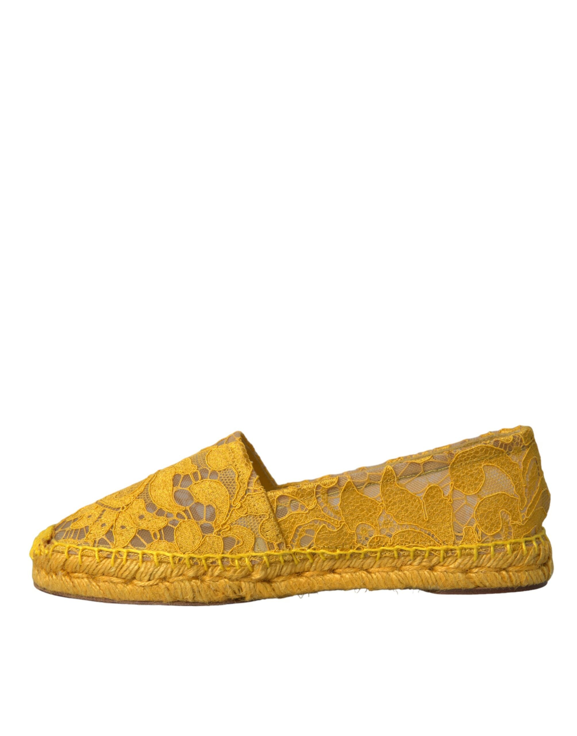 Dolce & Gabbana Gelbe Taormina Espadrille-Loafer mit Spitze