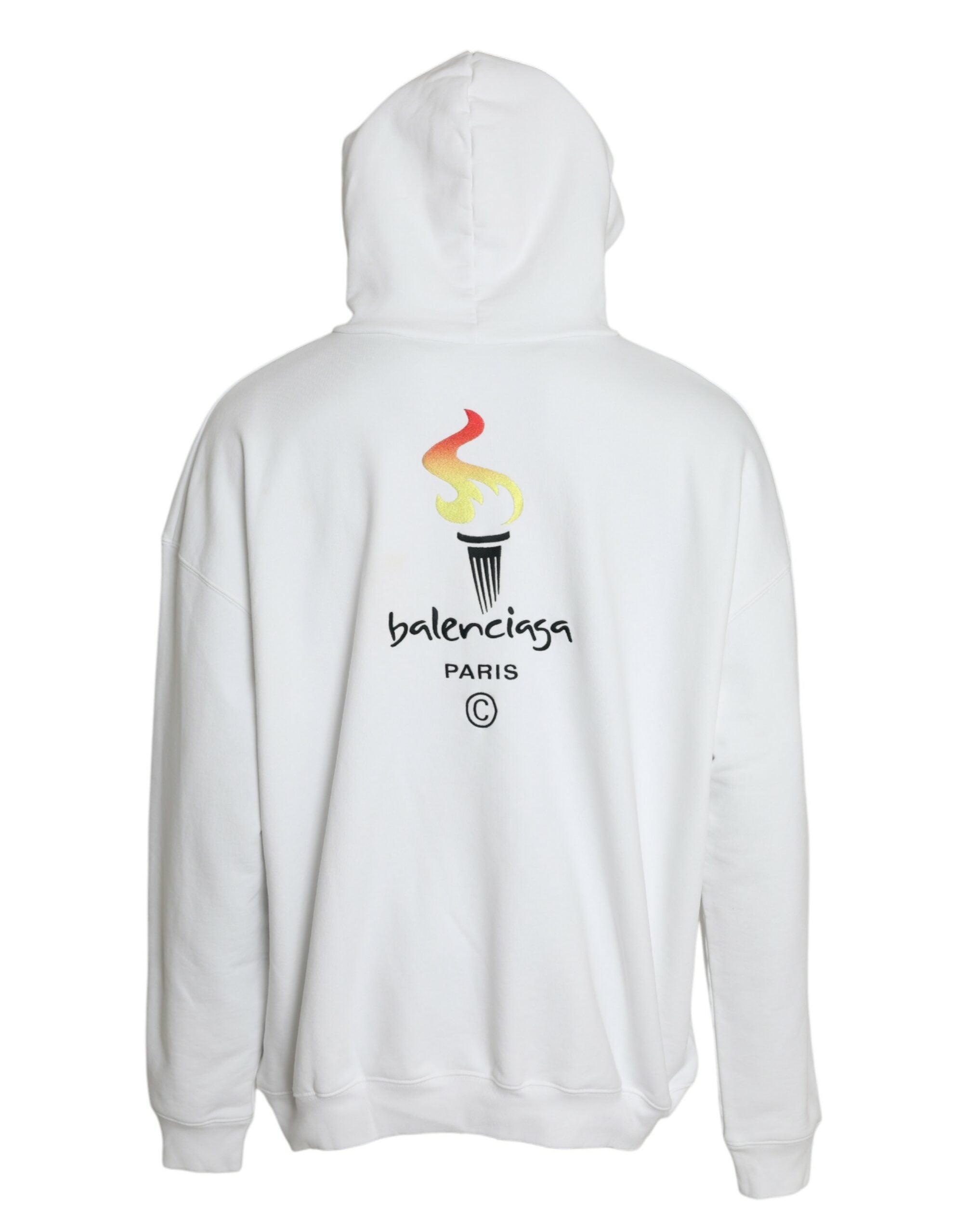 Hanorac cu glugă Balenciaga din bumbac alb cu logo