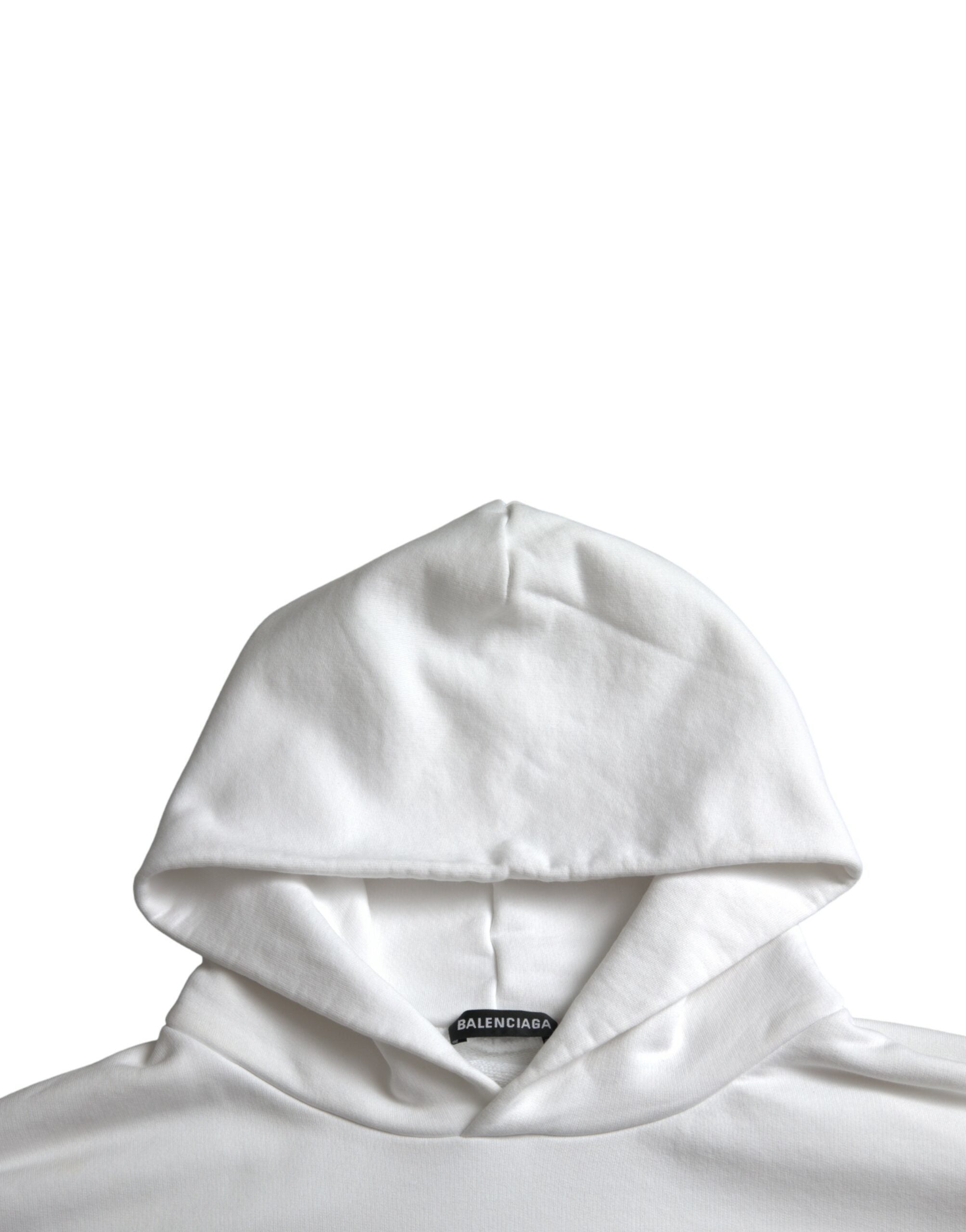 Hanorac cu glugă Balenciaga din bumbac alb cu logo