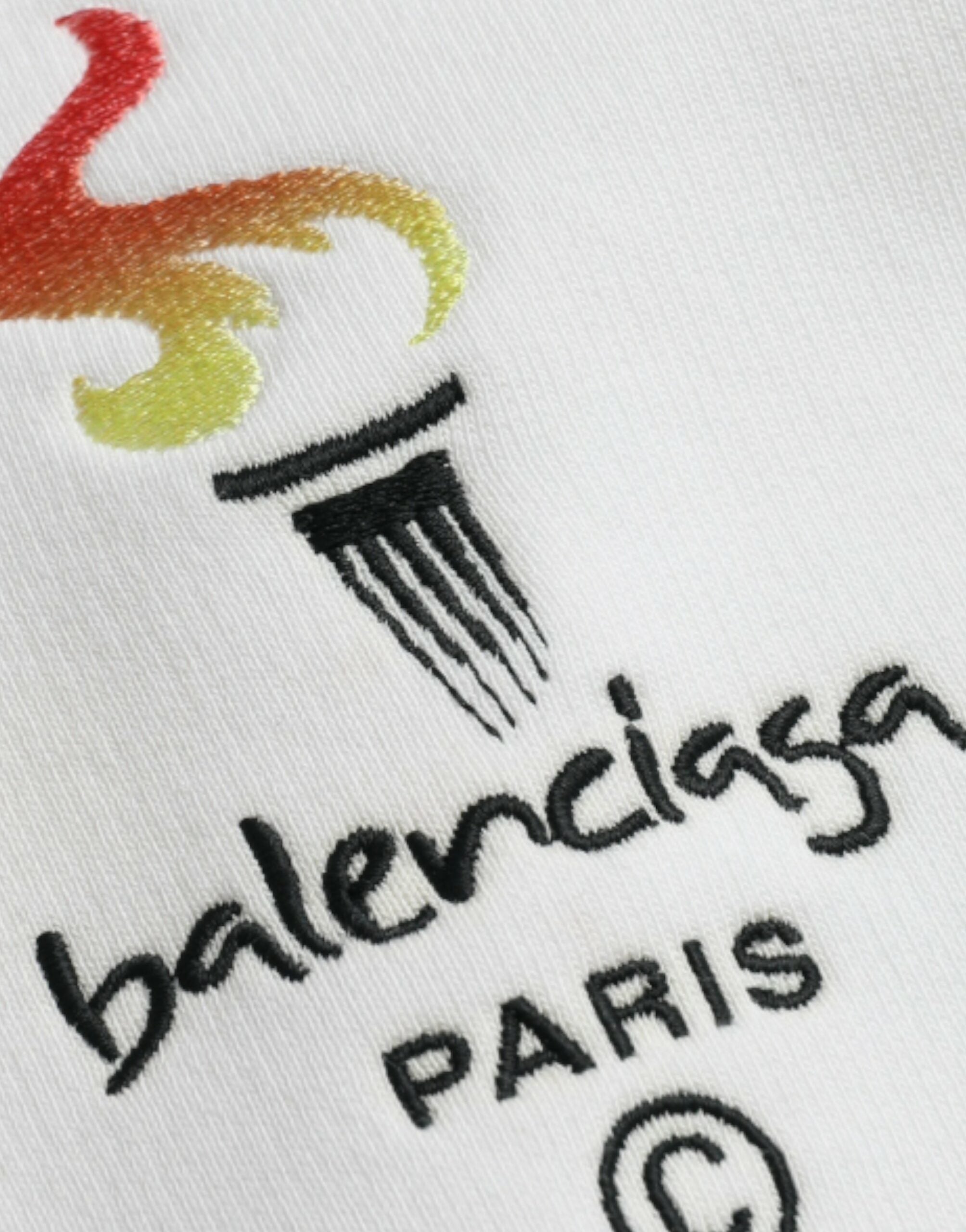Hanorac cu glugă Balenciaga din bumbac alb cu logo