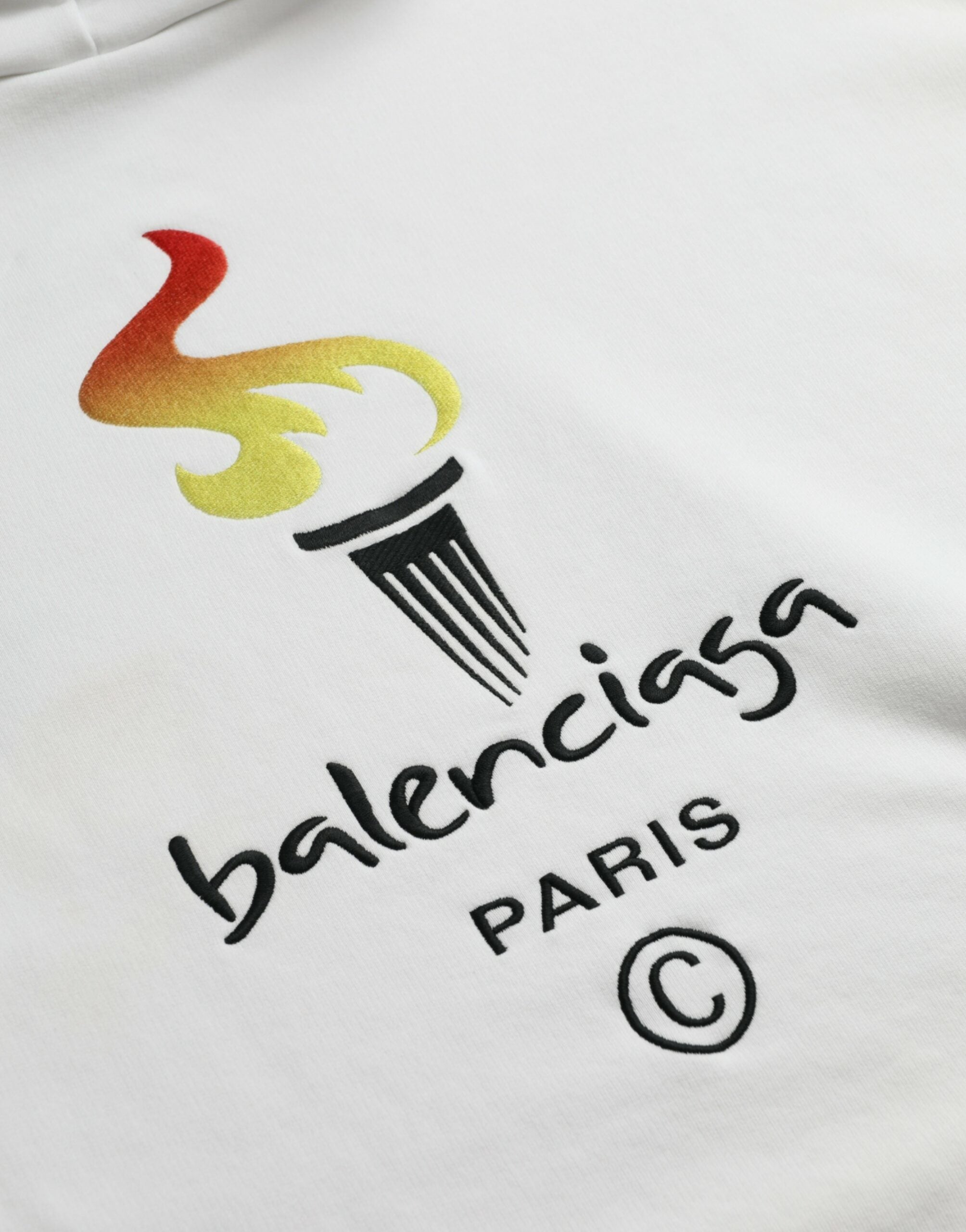 Hanorac cu glugă Balenciaga din bumbac alb cu logo